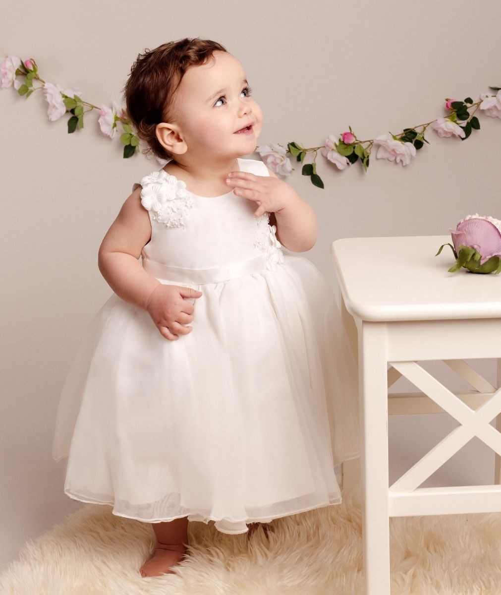 Baby Girls Tulle Dress With Floral Applique - ELISE