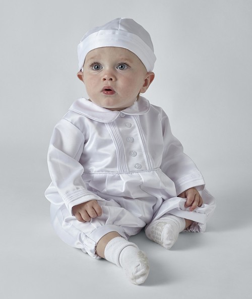 Baby Jungen Taufe Taufstrampler Set - MICHAEL - Weiß