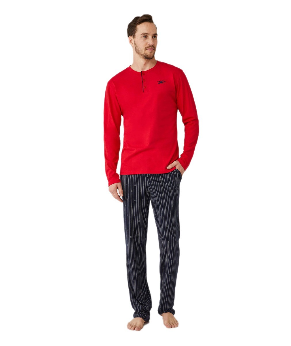 Herren Bequemes Pyjama-Set - Rot