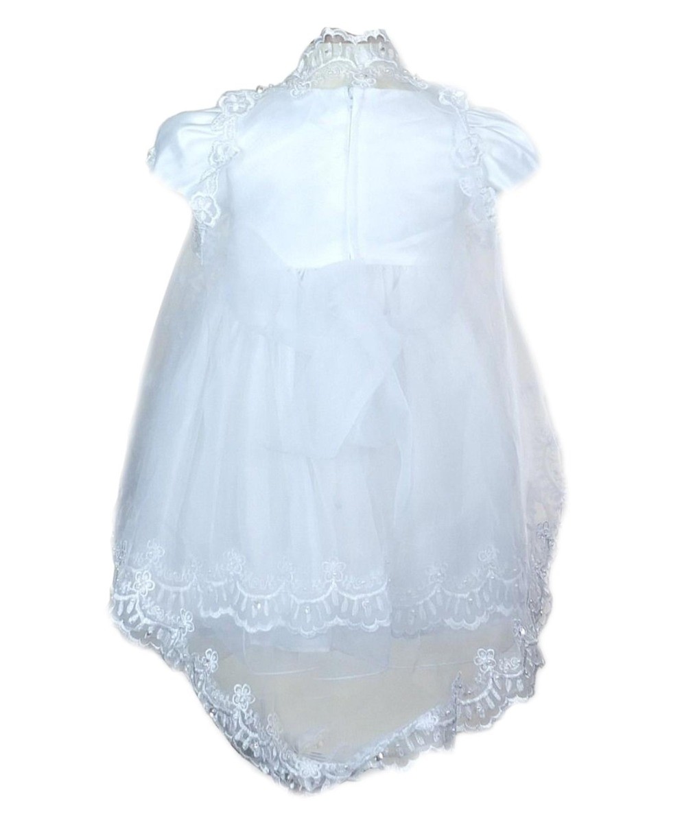 Baby Mädchen Besticktes Taufkleid Set - Weiß