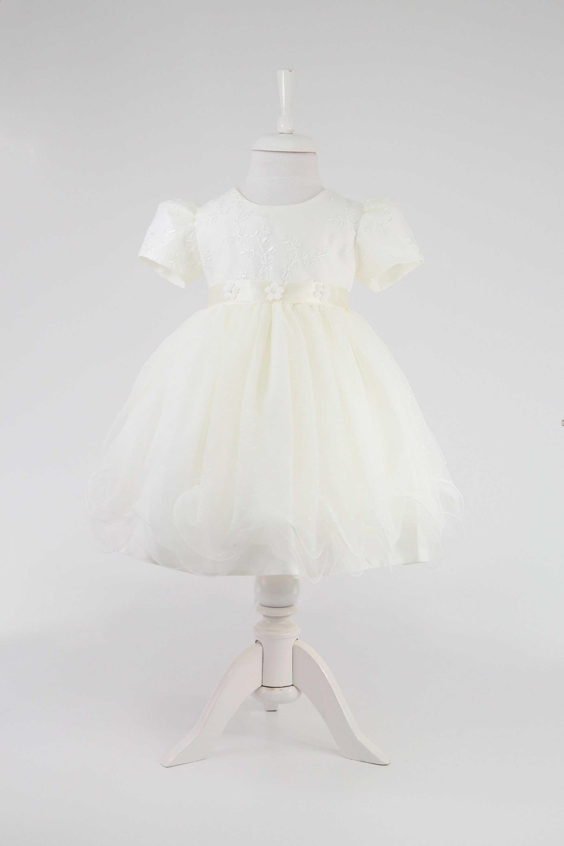 Baby Girls Balloon Sleeve Tulle Dress – B1038