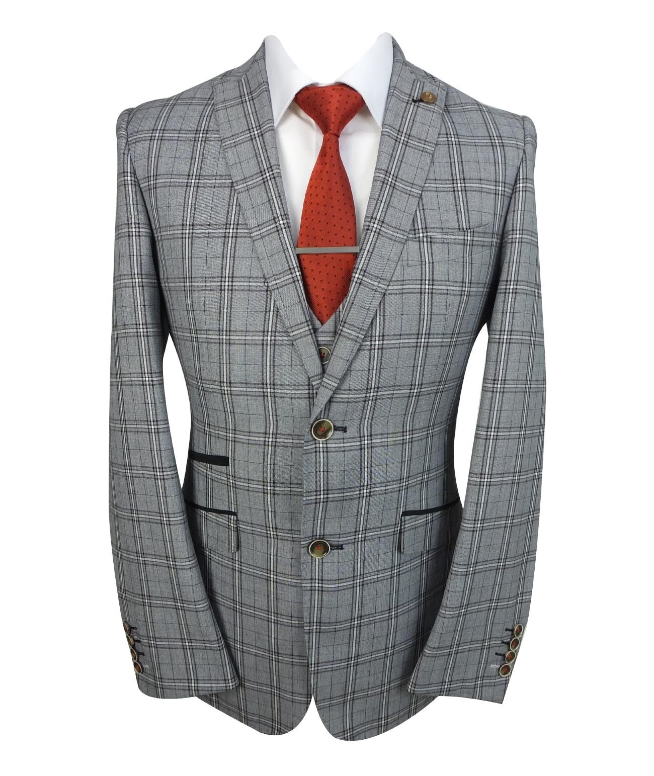 Men's Slim Fit Check 3PC Suit - MARCELLO