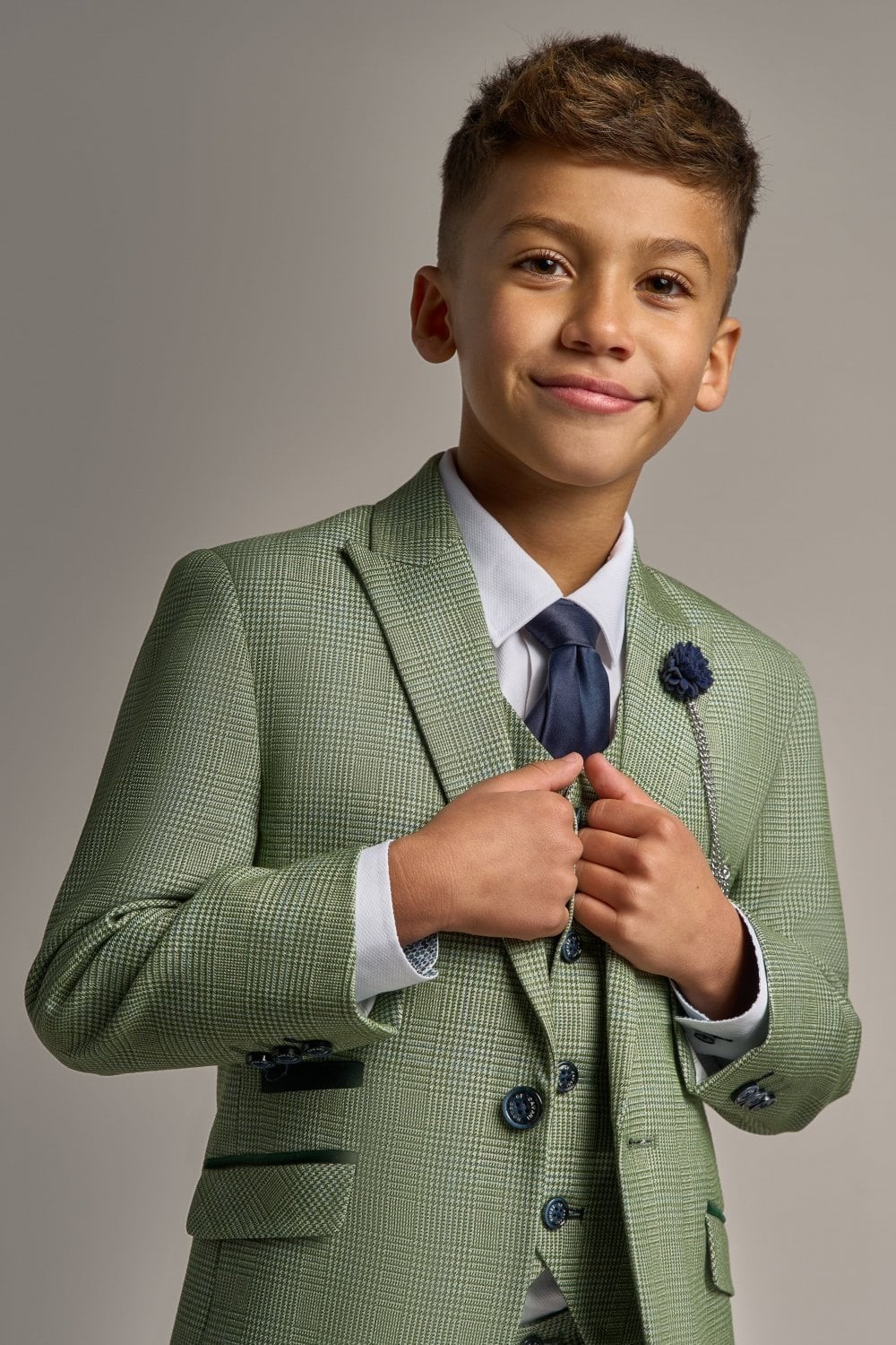 Jungen Slim-Fit Tweed Karo Anzug - CARIDI 