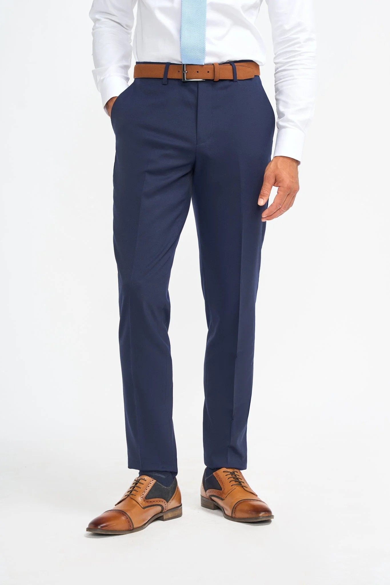 Men’s Wool Slim Fit Formal Trousers - James - Navy Blue