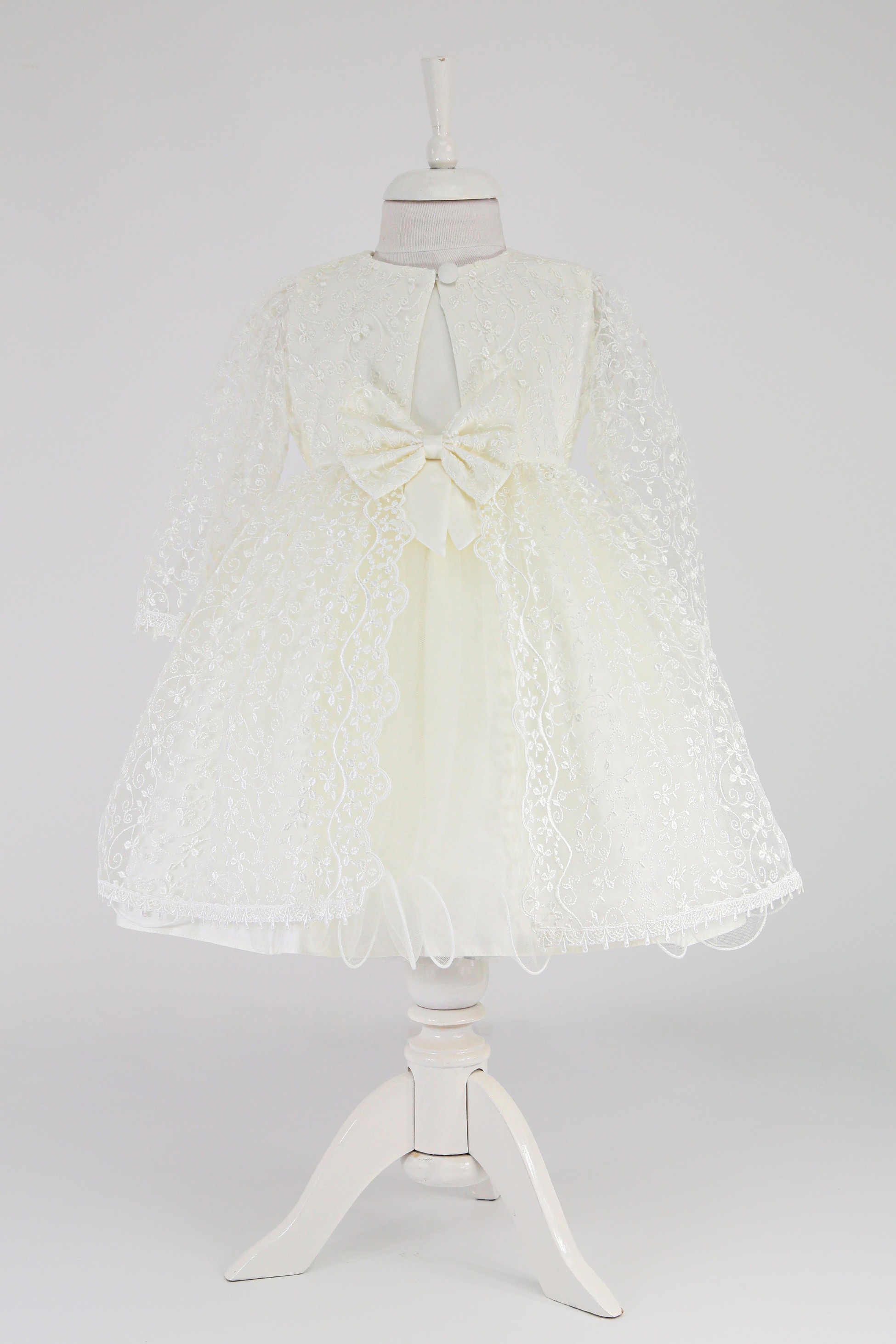 Baby Girl Dress with Lace Overlay Jacket - B1201