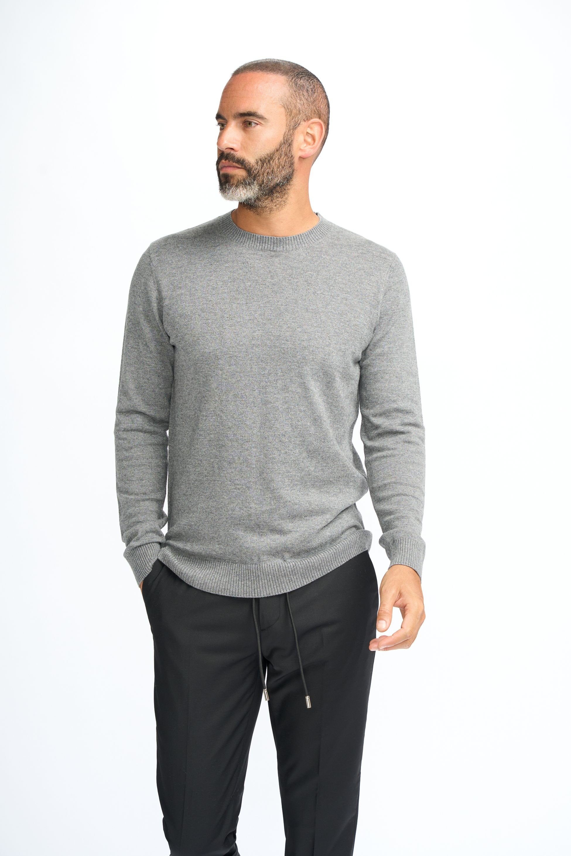 Men’s Wool Blend Knit Pullover Jumper - Connall - Grey