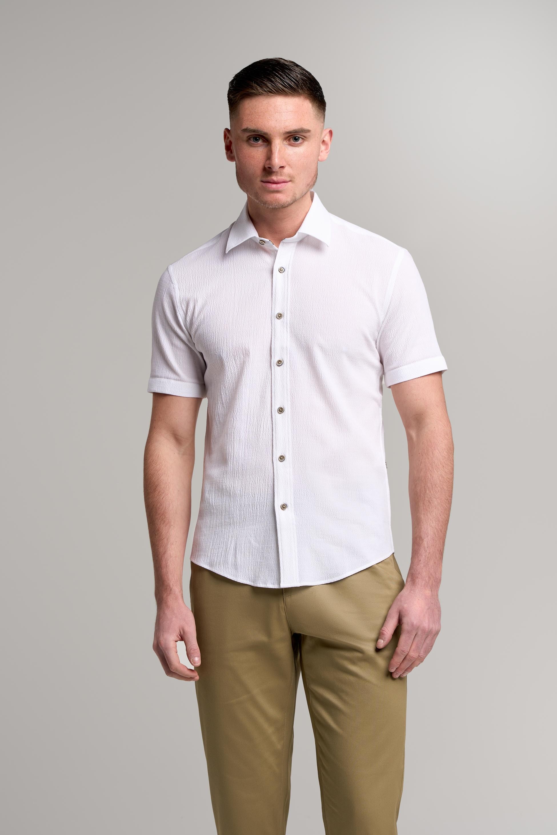 Chemise Slim Fit Texturée en Coton pour Homme – KAI - Blanc