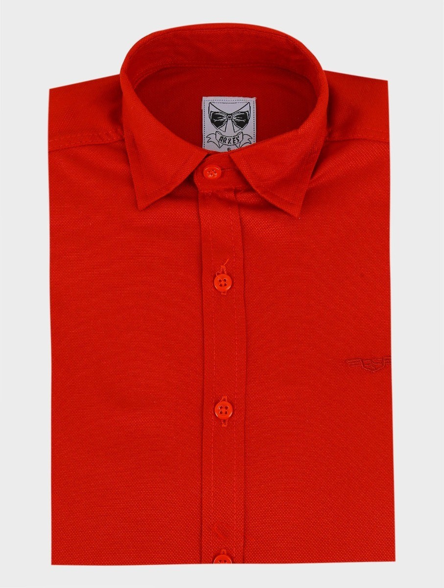 Boys Cotton Slim Fit Oxford Shirt - RYAN - Red