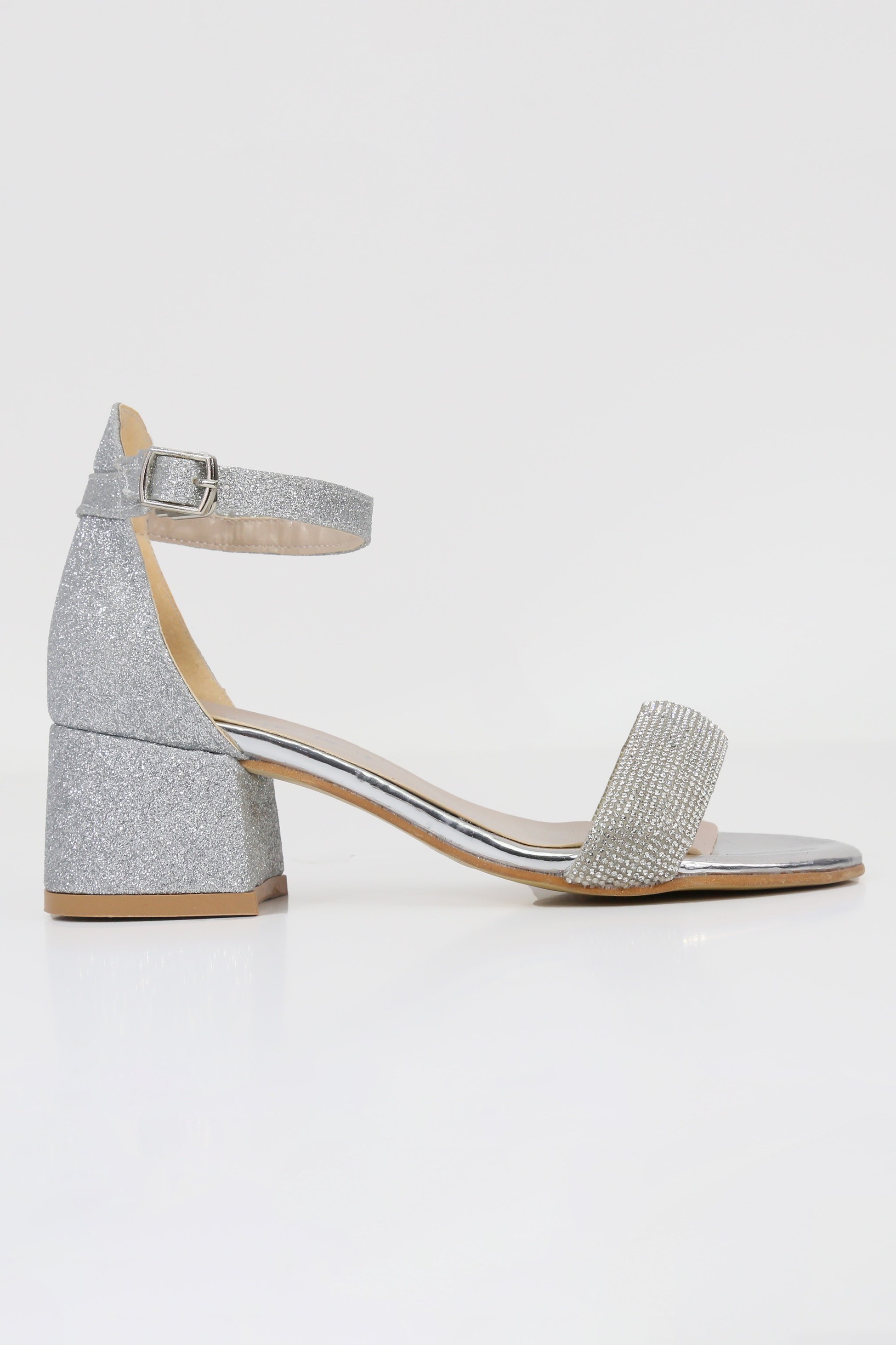 Mädchen-Sandalen mit Strass und Blockabsatz - LARA - Silber