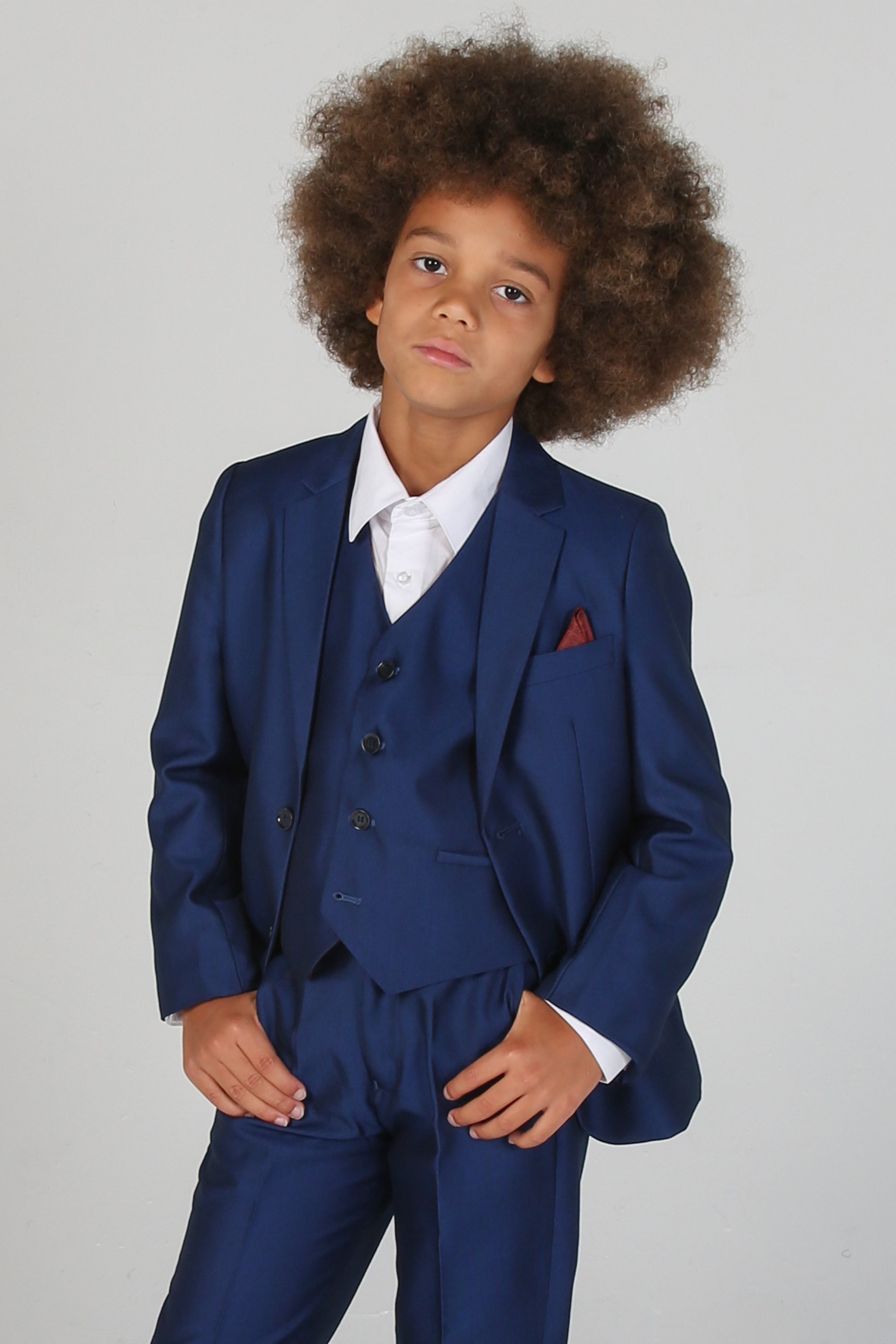 Boys Tailored Fit Sheen Effect Blue Suit - KINGSLEY - Royal Blue