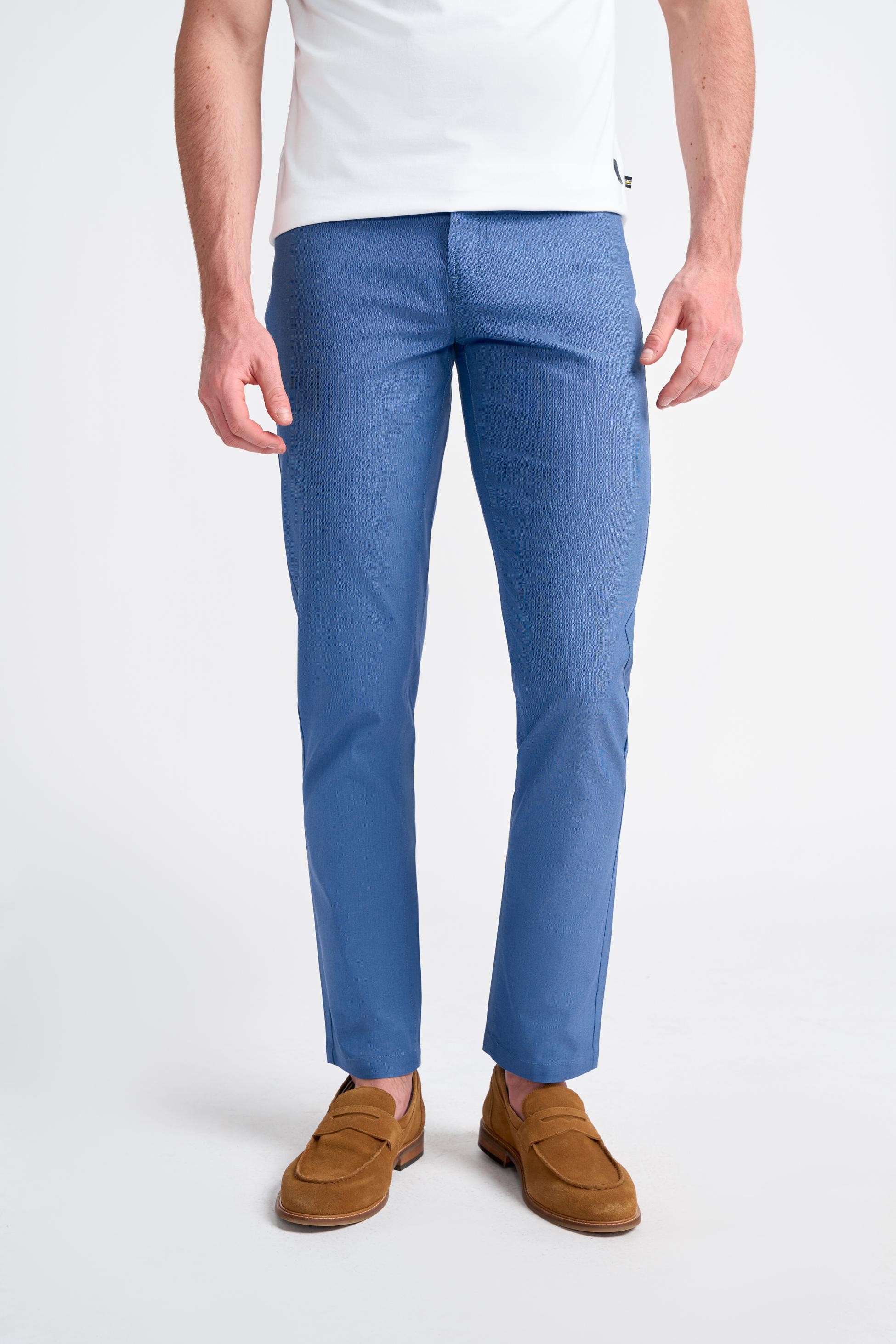 Men’s Cotton Blend Jean Cut Chino Pants  – DALTON - Cobalt  Blue