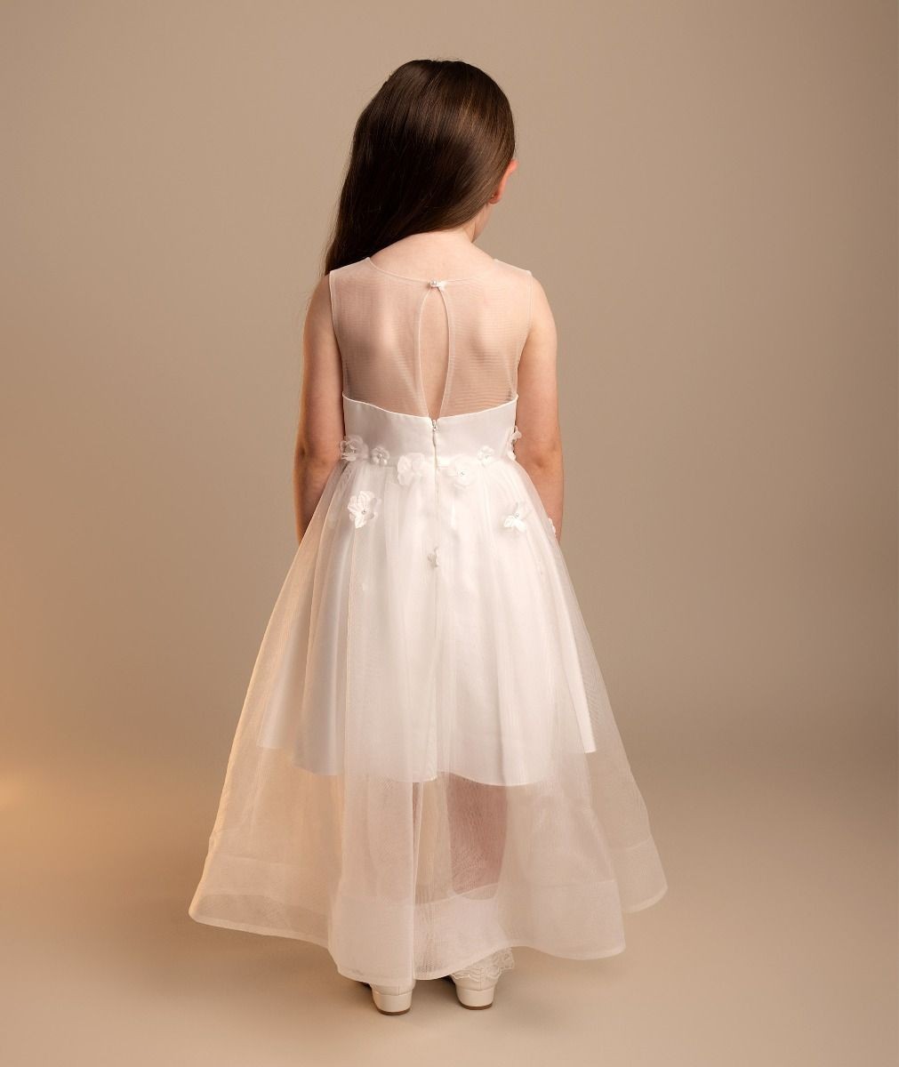 Robe de demoiselle d'honneur pour filles en tulle avec col en cœur - Laksha