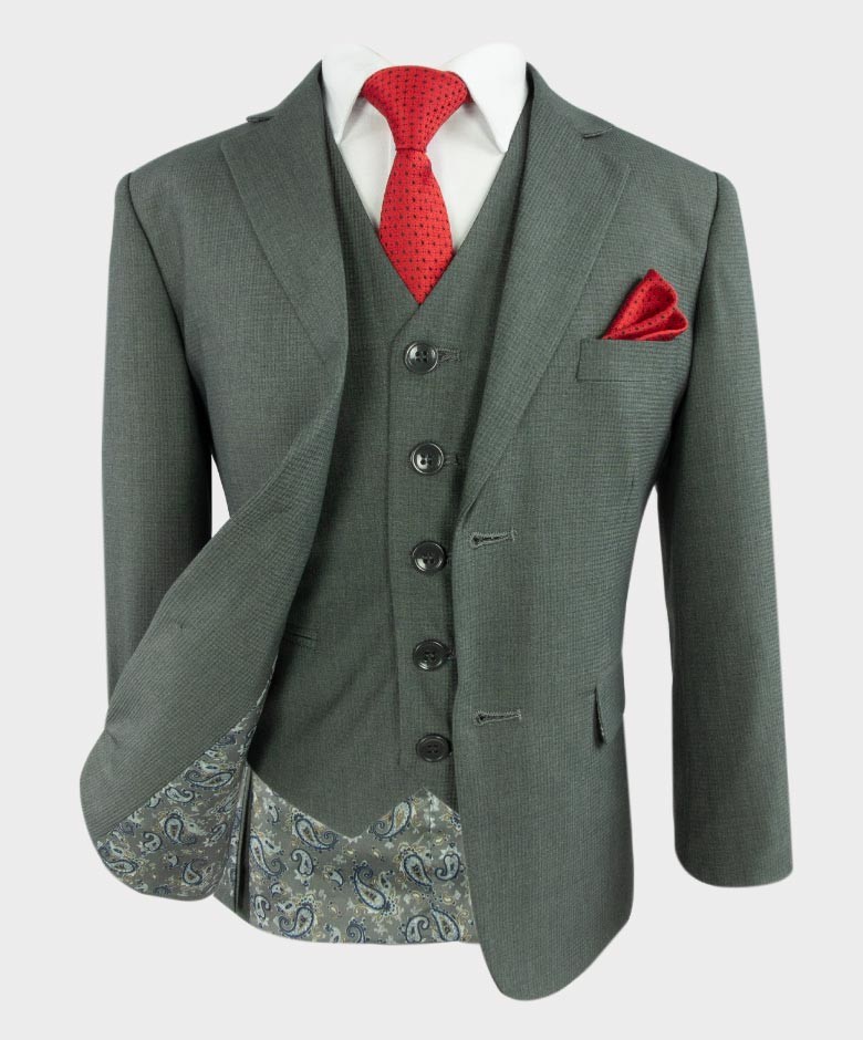 Boys Tailored Fit Formal Suit - AIDEN - Gray