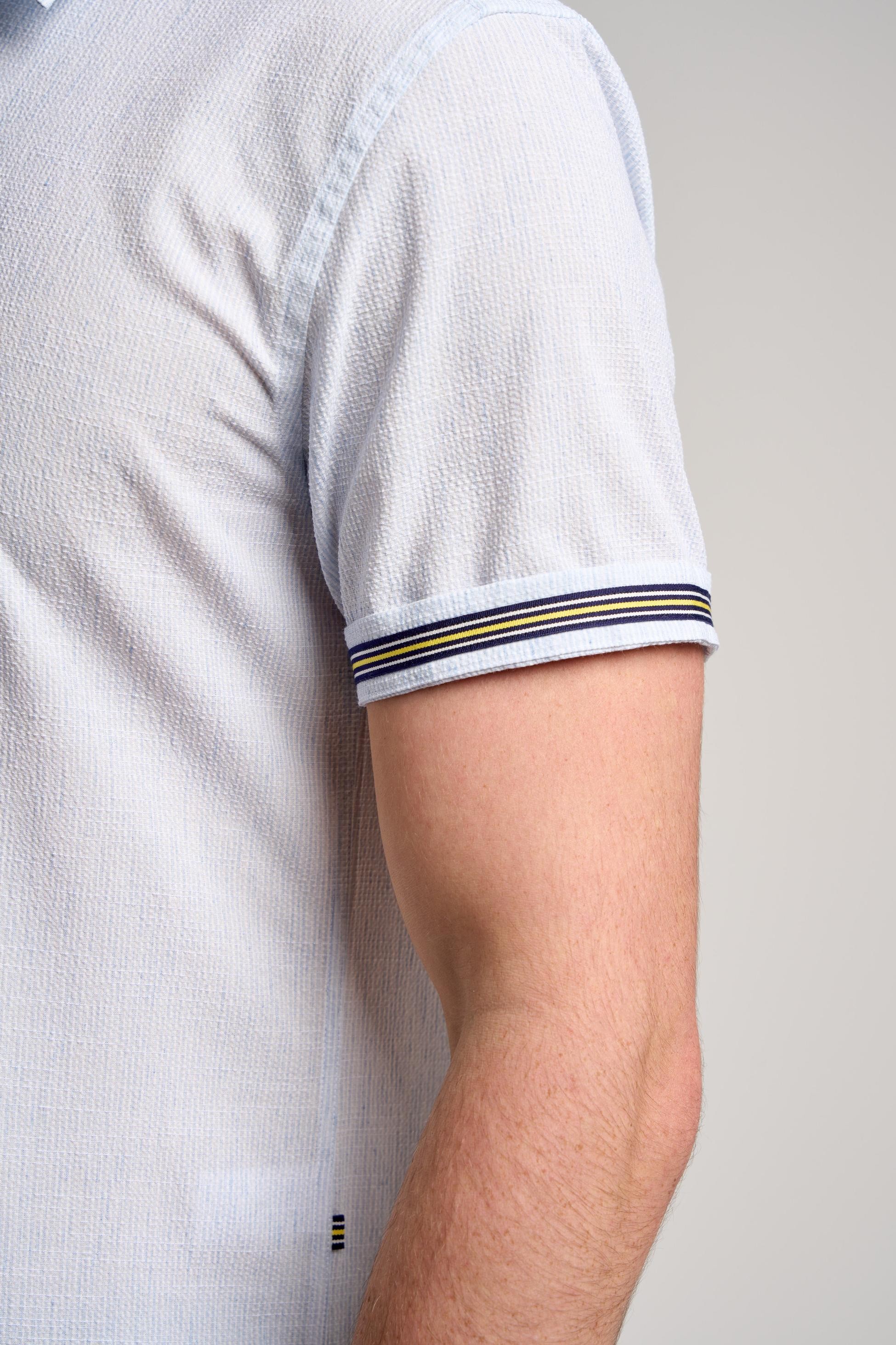 Heren Katoenen Textuur Slim Fit Overhemd – KAI - Himmelblau