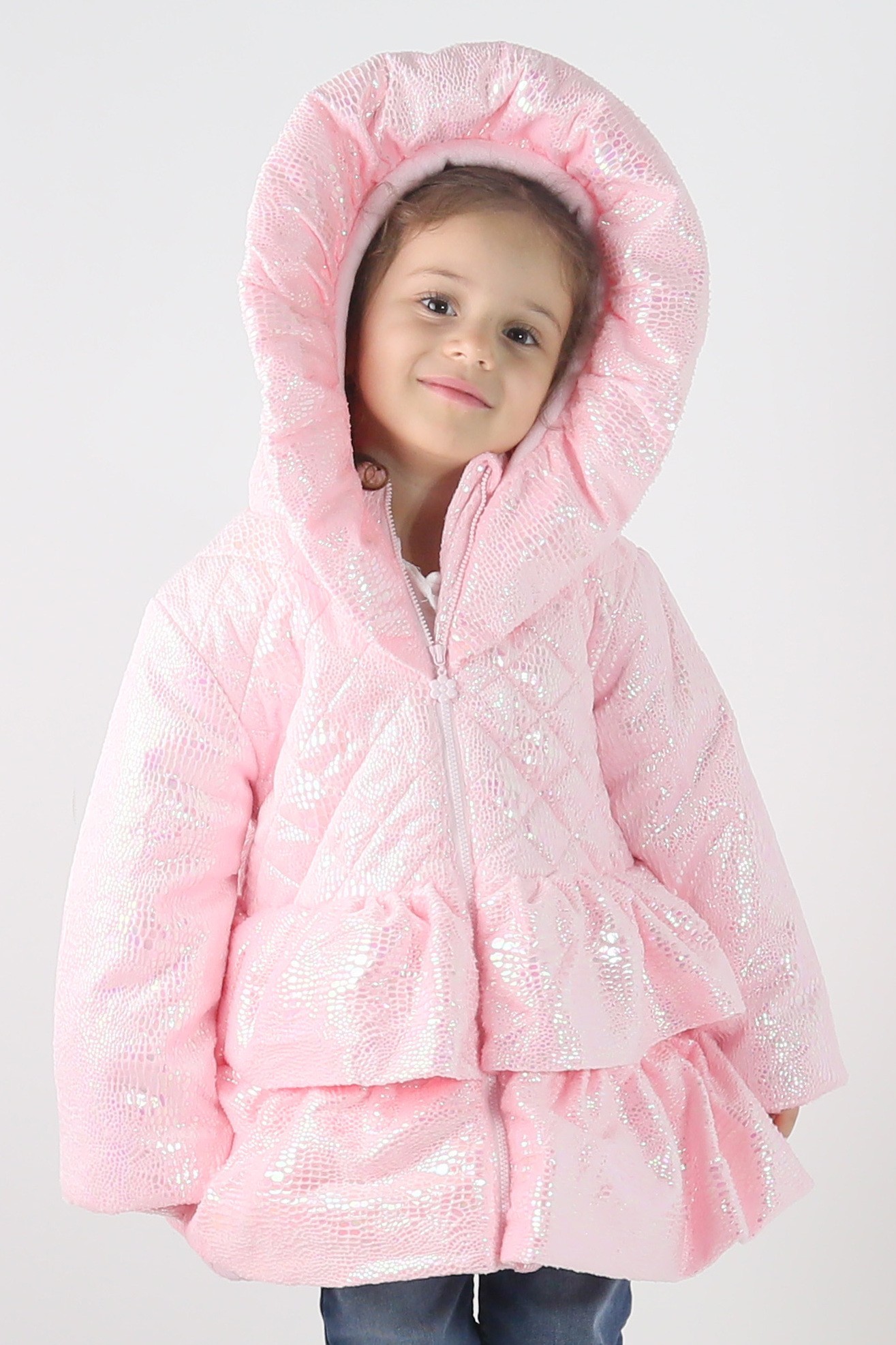 Baby- & Mädchen-Schimmernde Steppjacke mit Kapuze - SCARLET - Rosa