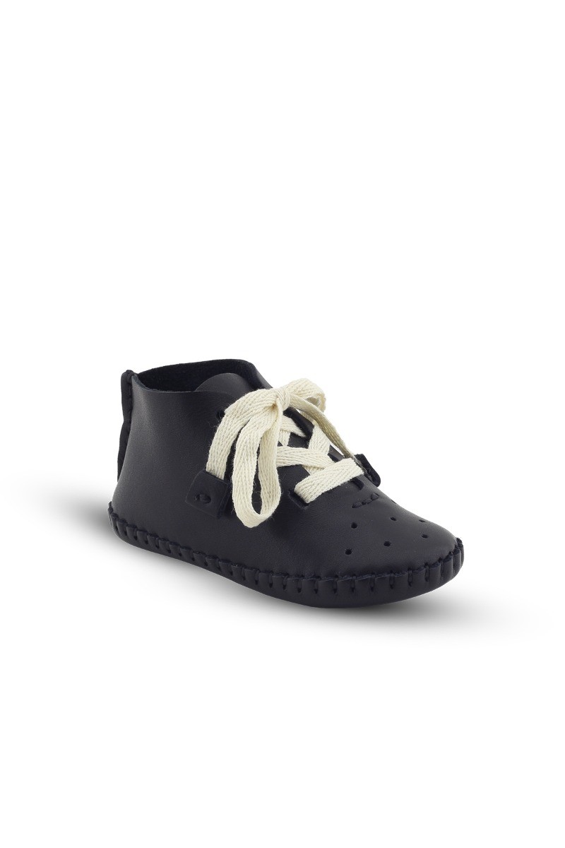 Chaussures Bébé Garçons du Premier Marcheur en Cuir Véritable avec Semelle Souple  - Noir