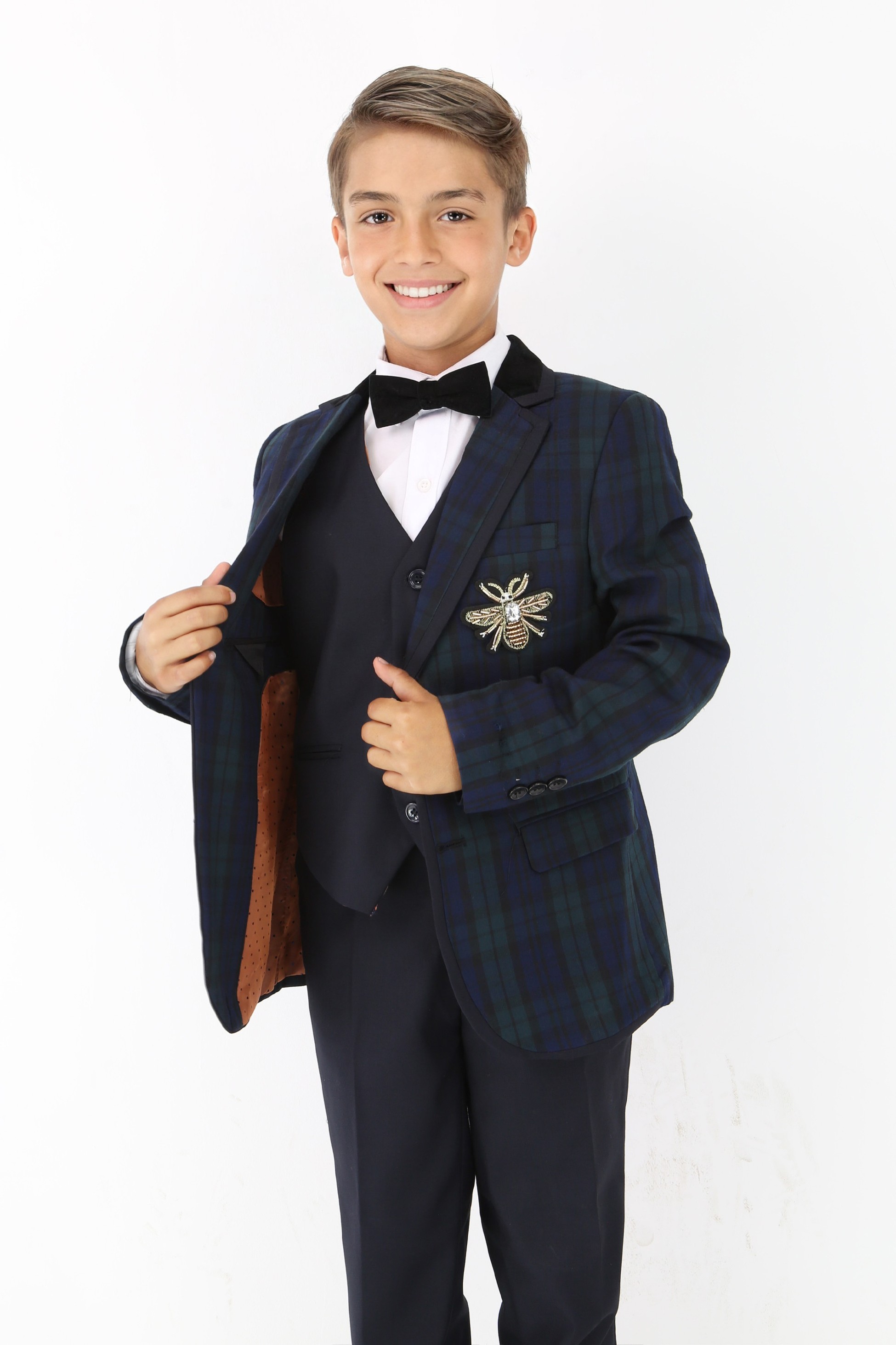 Stylish Boys Tartan Plaid Suit