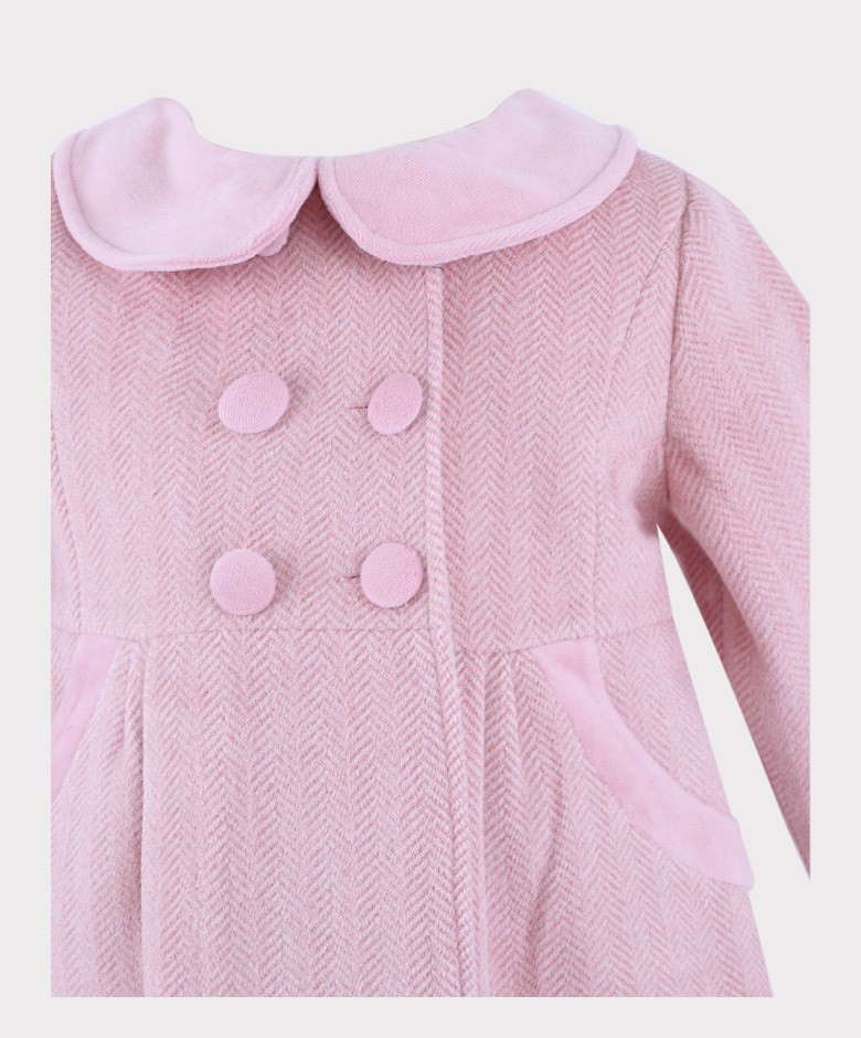 Festliche Mantel und Hut für Baby Mädchen mit Fischgrätenmuster - Rosa