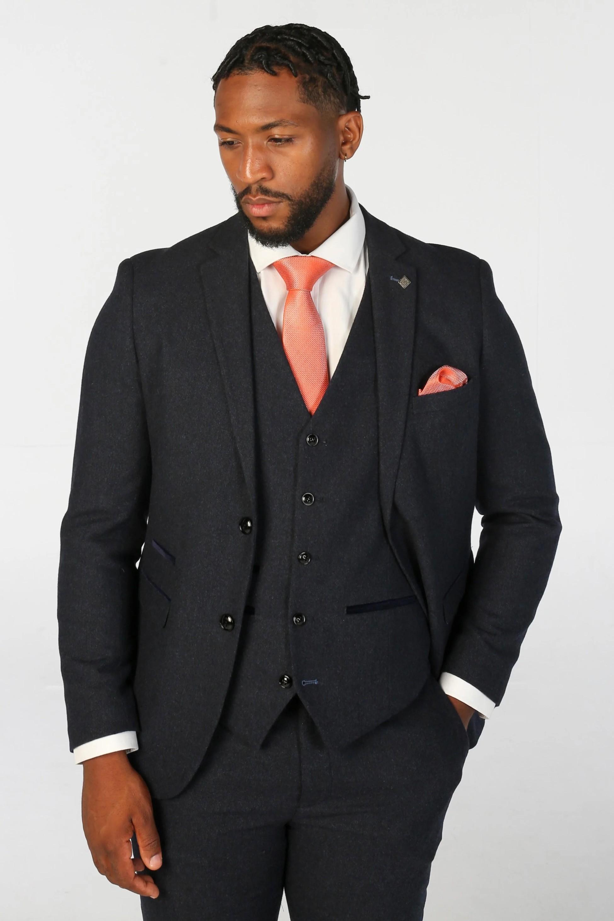 Men’s Wool Blend Suit Jacket - OSCAR - Navy