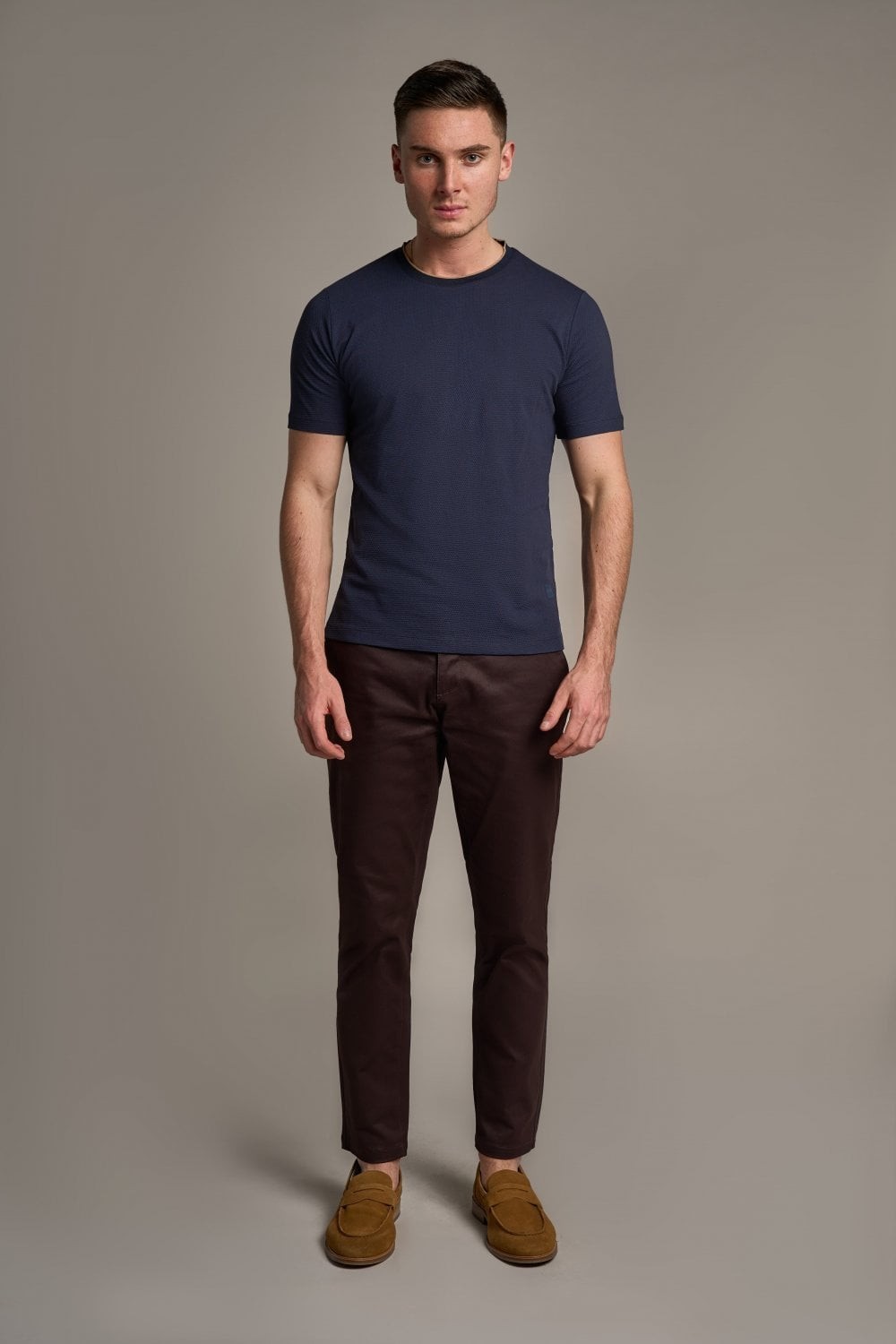 Herren Baumwoll-Slim-Fit T-Shirt - BYRON - Navy blau