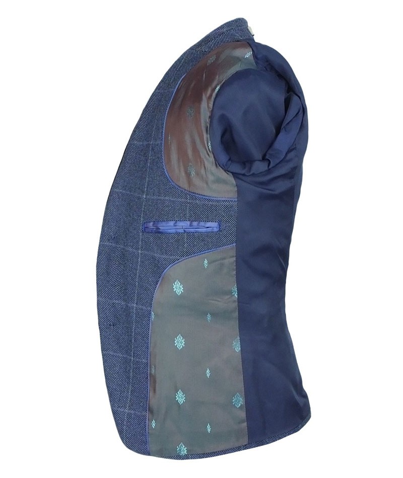 Costume Bleu en Tweed à Carreaux Exclusif pour Garçons