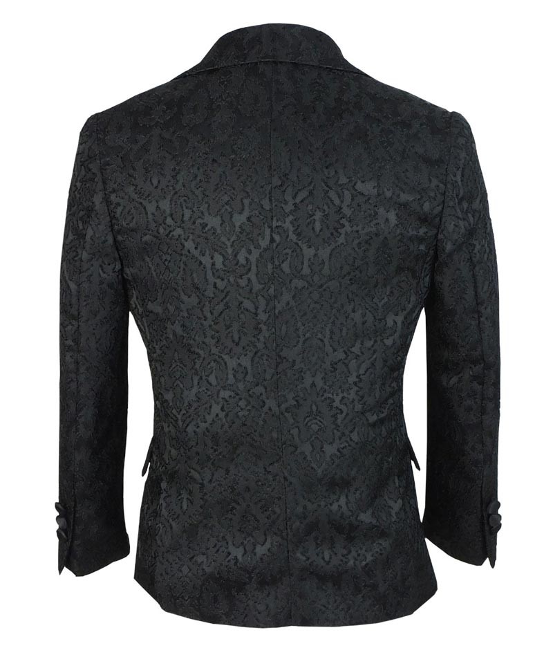 Boys Jacquard Satin Black Suit