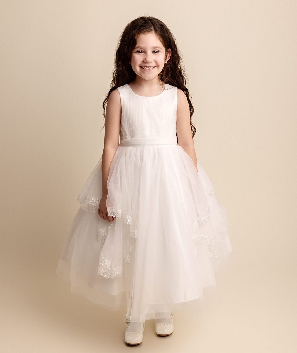 Babies and Girls Pleated Ivory Lace Dress - SABRINA