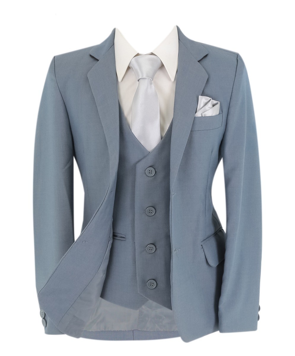 Boys 6 Piece All In One Formal Suit Set - RUN  - Light Grey