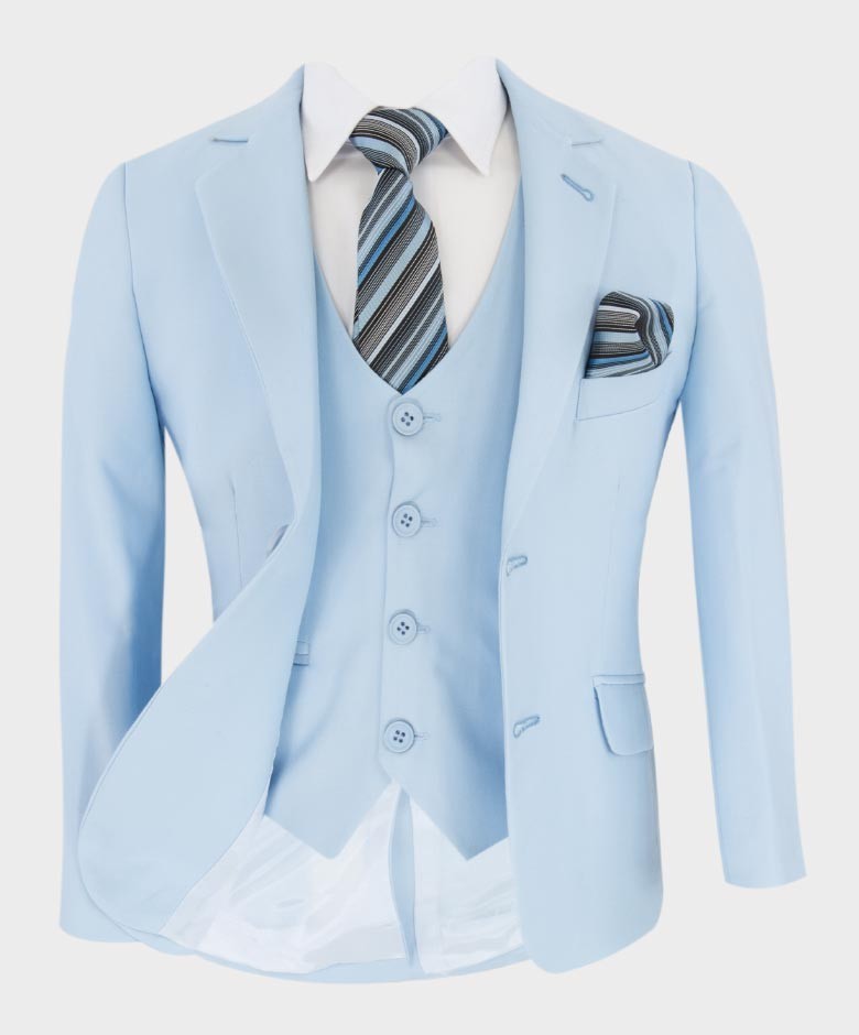 Boys 6 Piece Communion Tailored Fit Suit Set - Light Blue