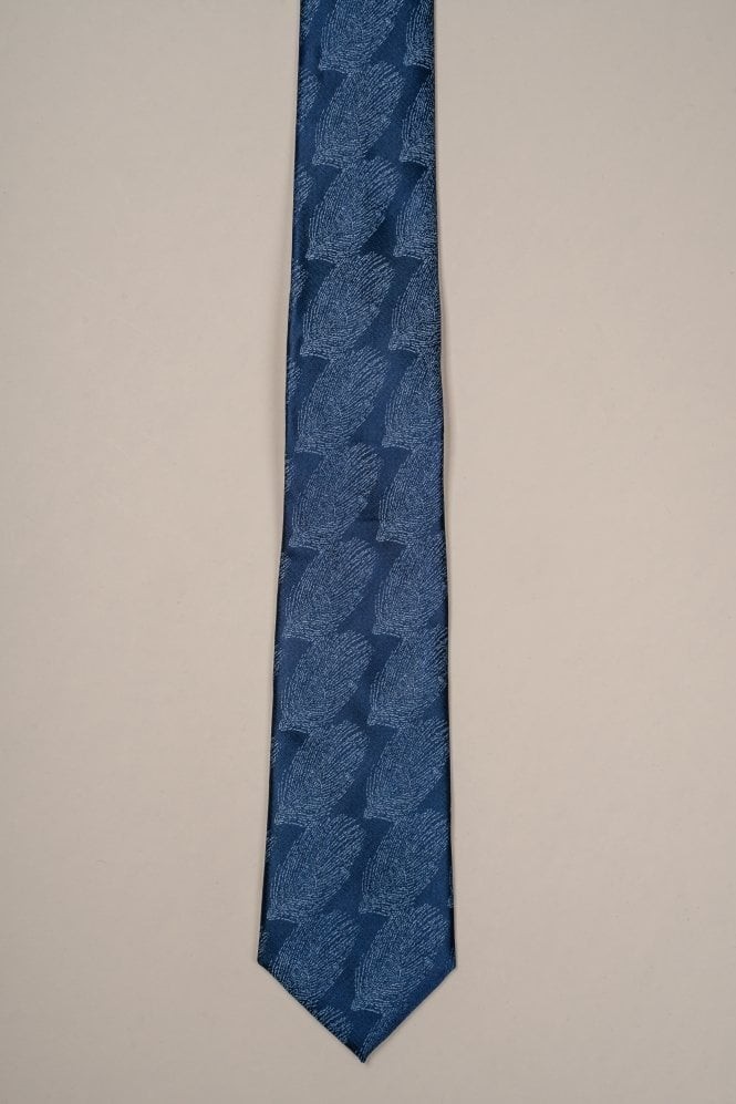 Cravate Bleue à Motif de Feuilles pour Homme