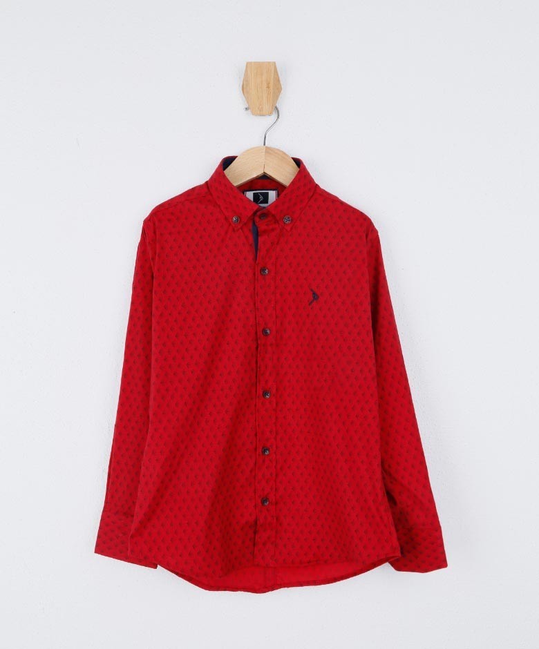 Boys Slim Fit Patterned Fashion Shirt - Red