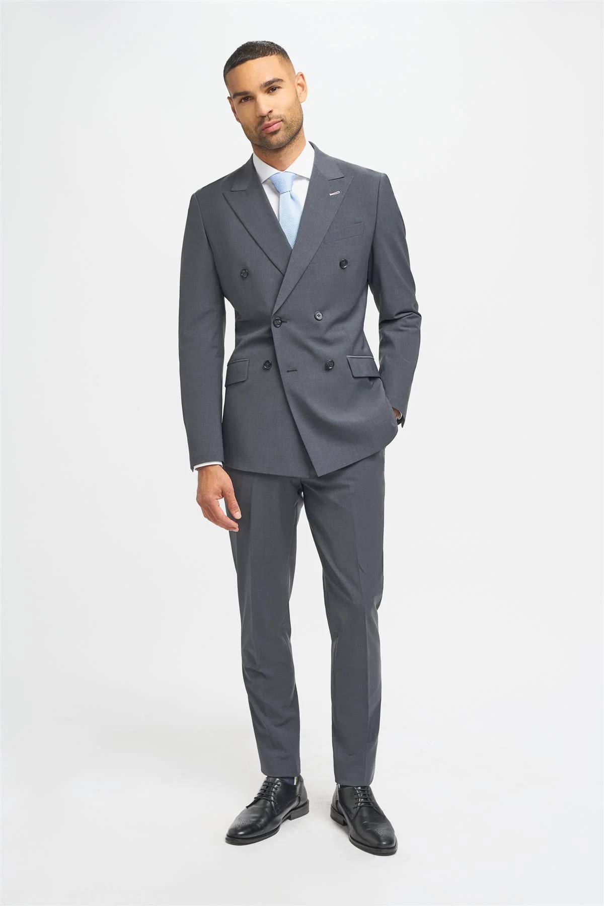 Costume en laine mélangée à double boutonnage pour homme – BOND D/B