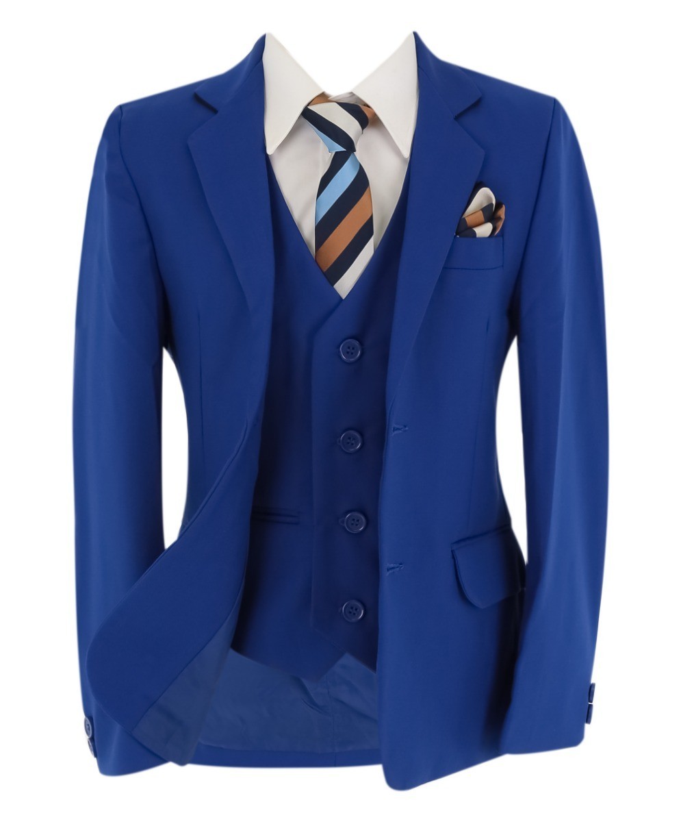 Boys 6 Piece All In One Formal Suit Set - RUN  - Electric Blue
