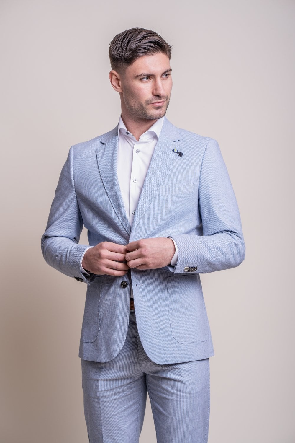 Men's Slim Fit Textured Suit Jacket - FREDRIK Blue