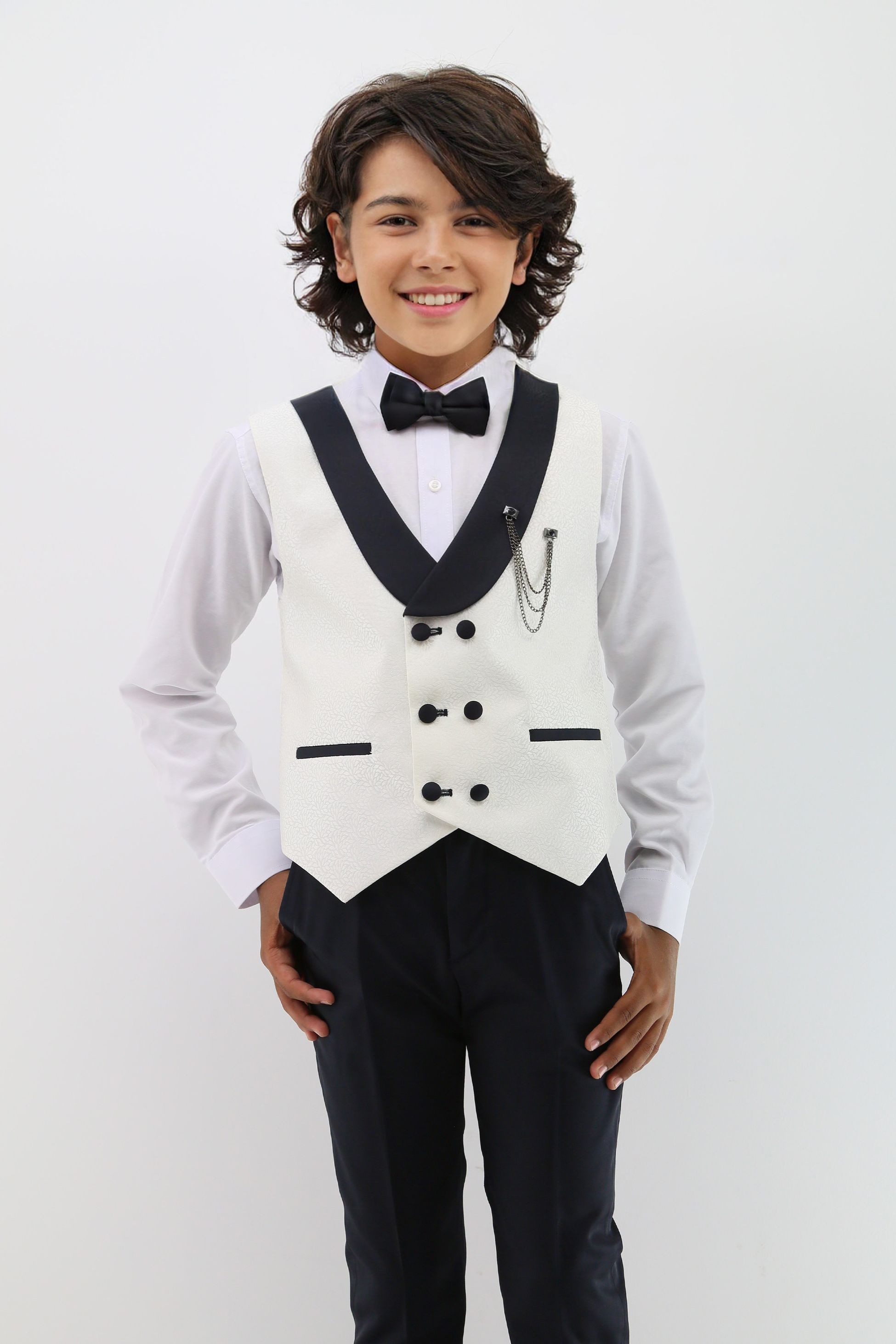 Baby & Boys Shawl Lapel Textured Waistcoat Suit Set