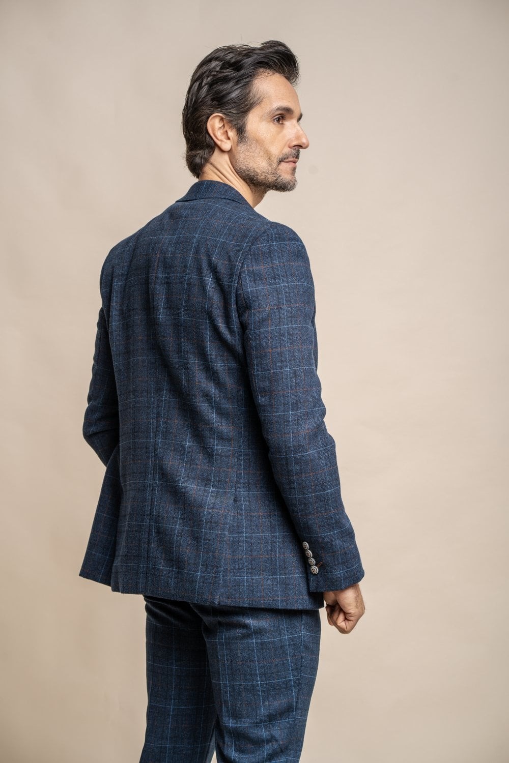 Costume en Tweed à Carreaux Fenêtre Bleu pour Homme - CODY