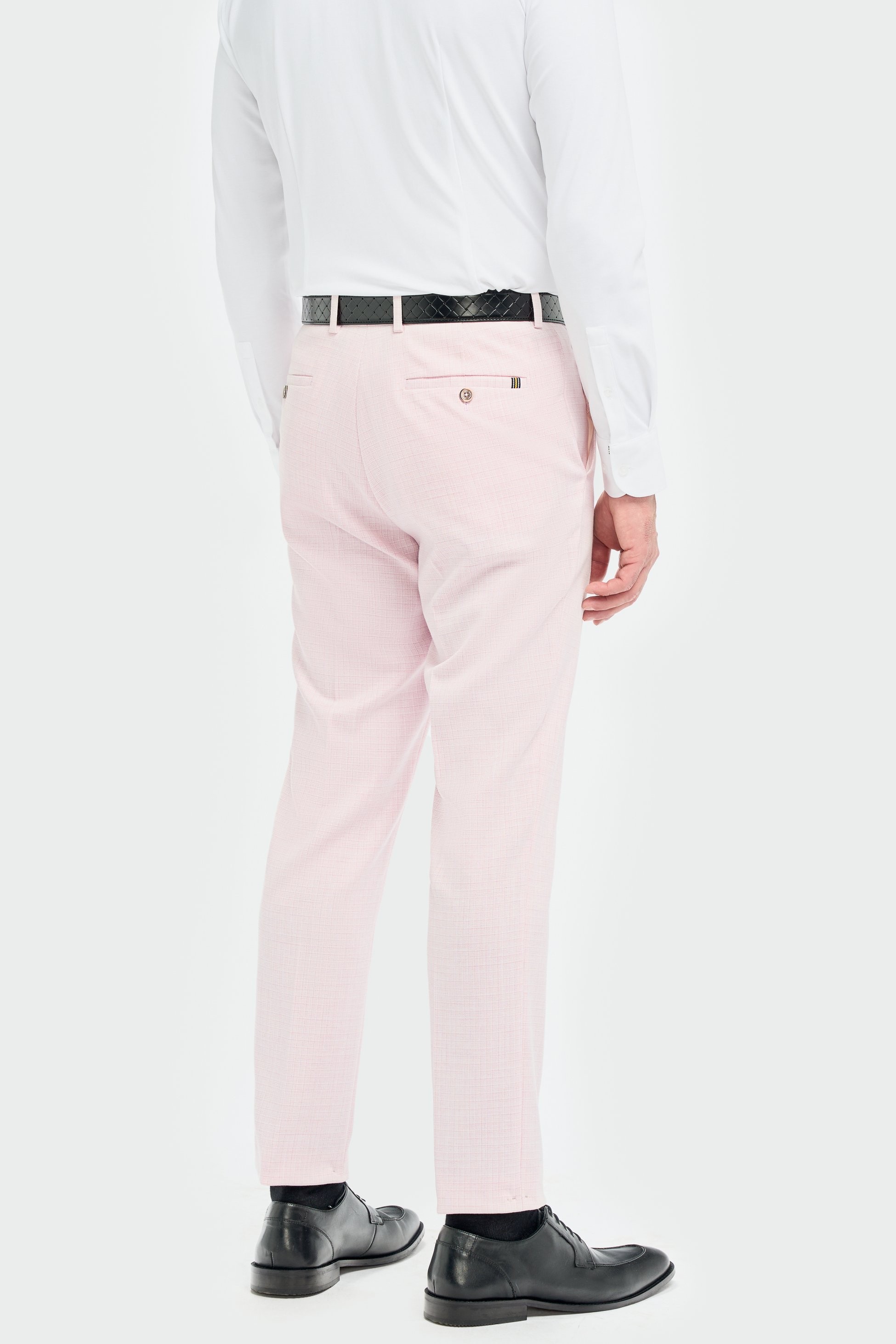 Herren 3-Teiliger Slim-Fit Texturierter Formeller Anzug - Tropez Rosa