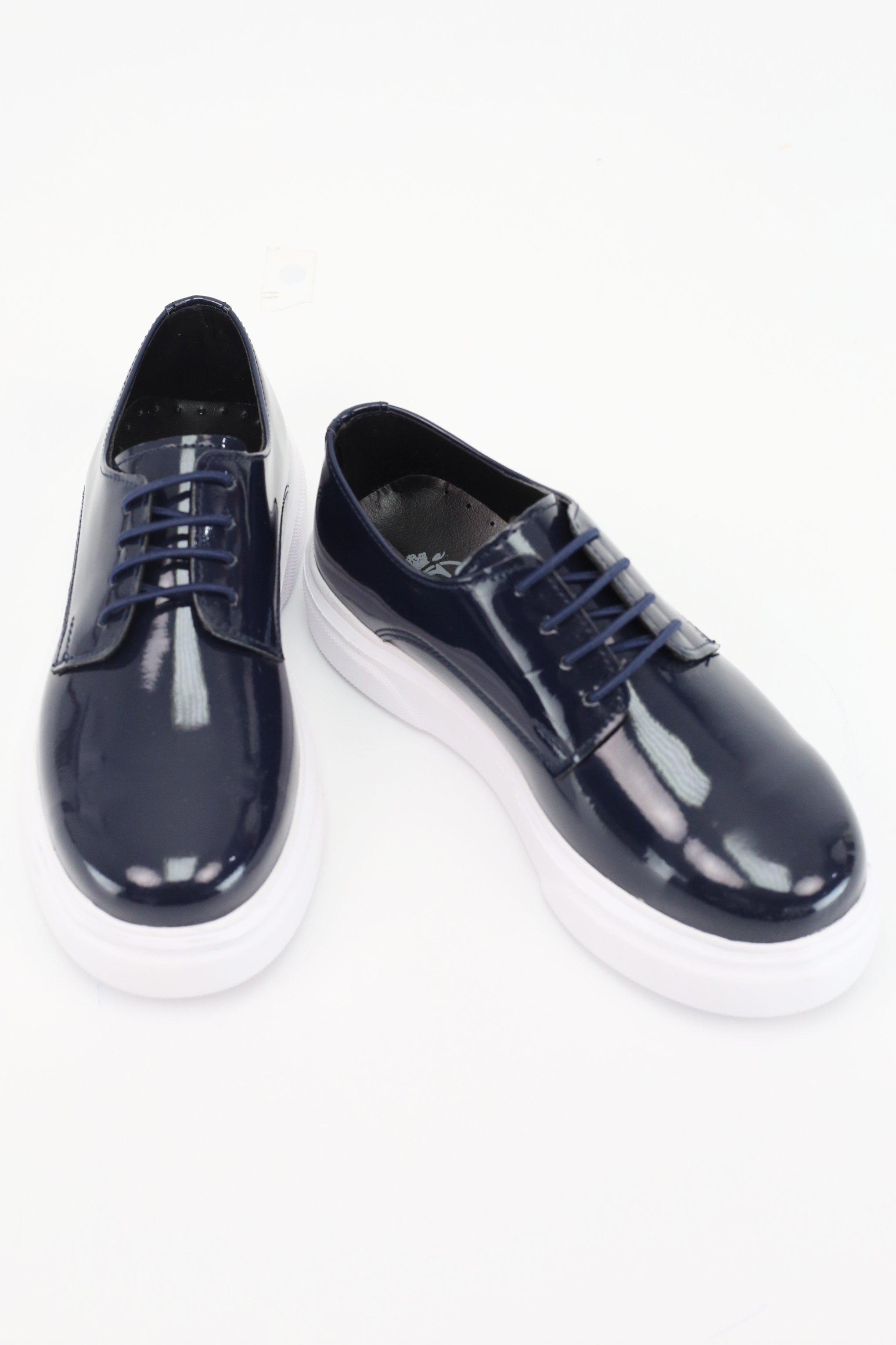 SIRRI Schwarze Slip-On Lackschuhe für Jungen, Sneaker im Gibson-Design für formelle und Freizeitkleidung - Navy blau