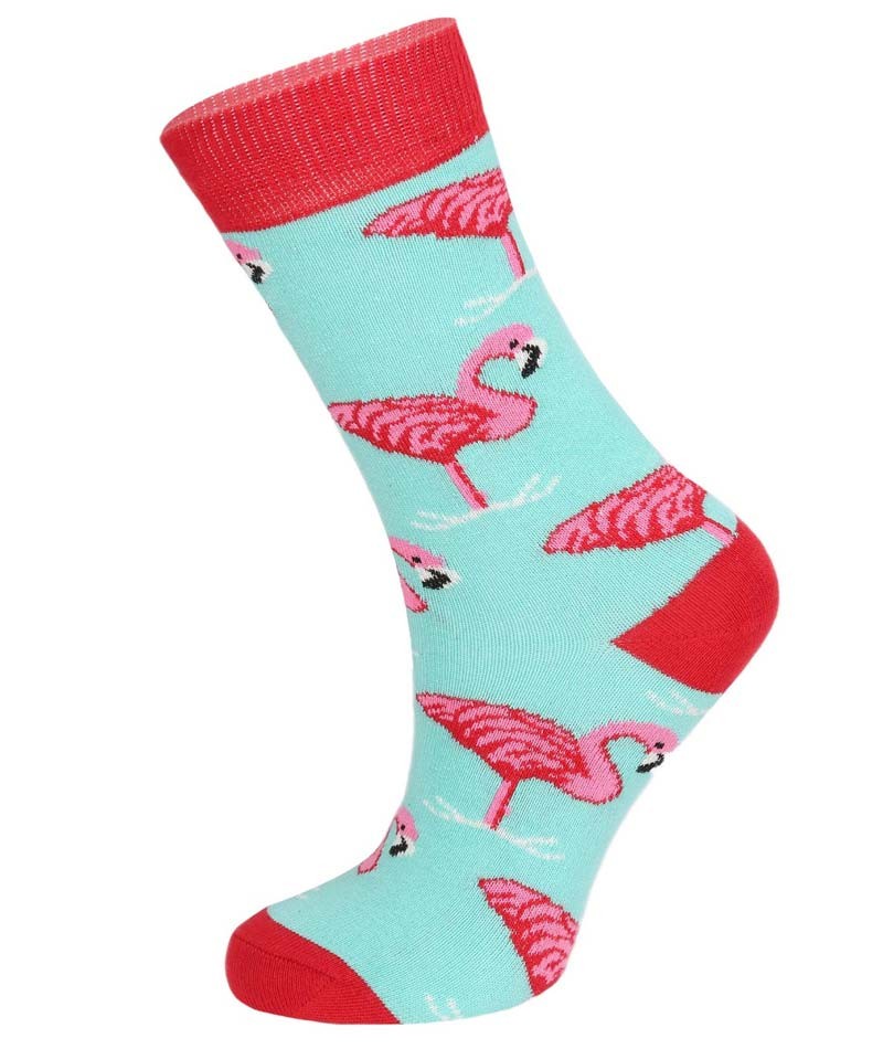 Unisex Kids Flamingo Socks - Novelty  - Pink- Mint