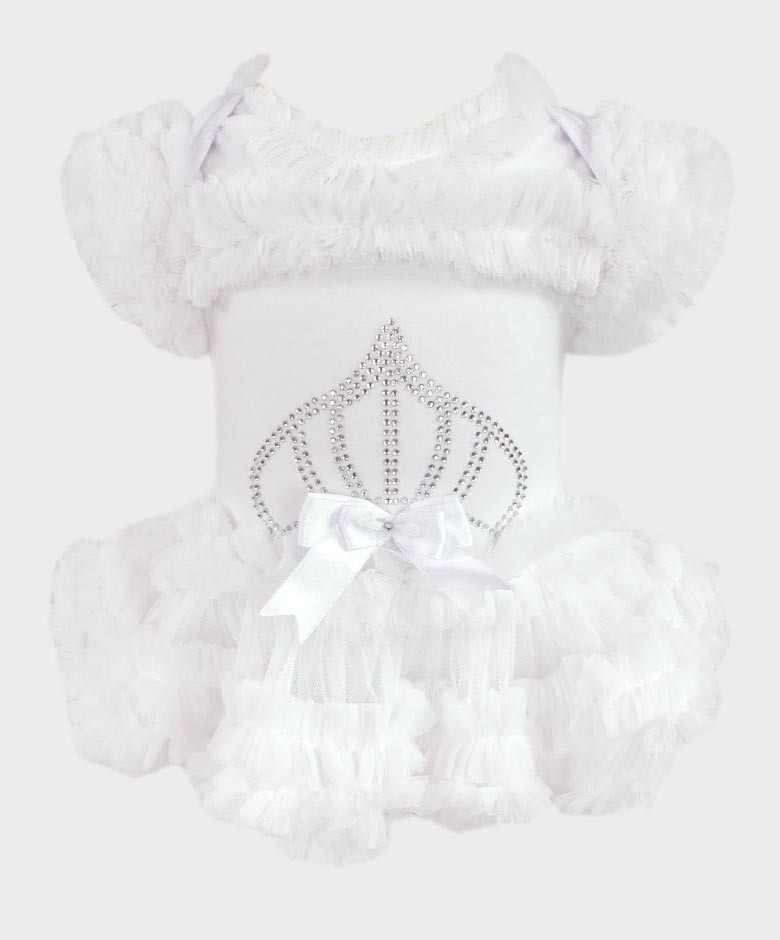 Baby Girl Tulle Cotton Tutu Bodysuit - White