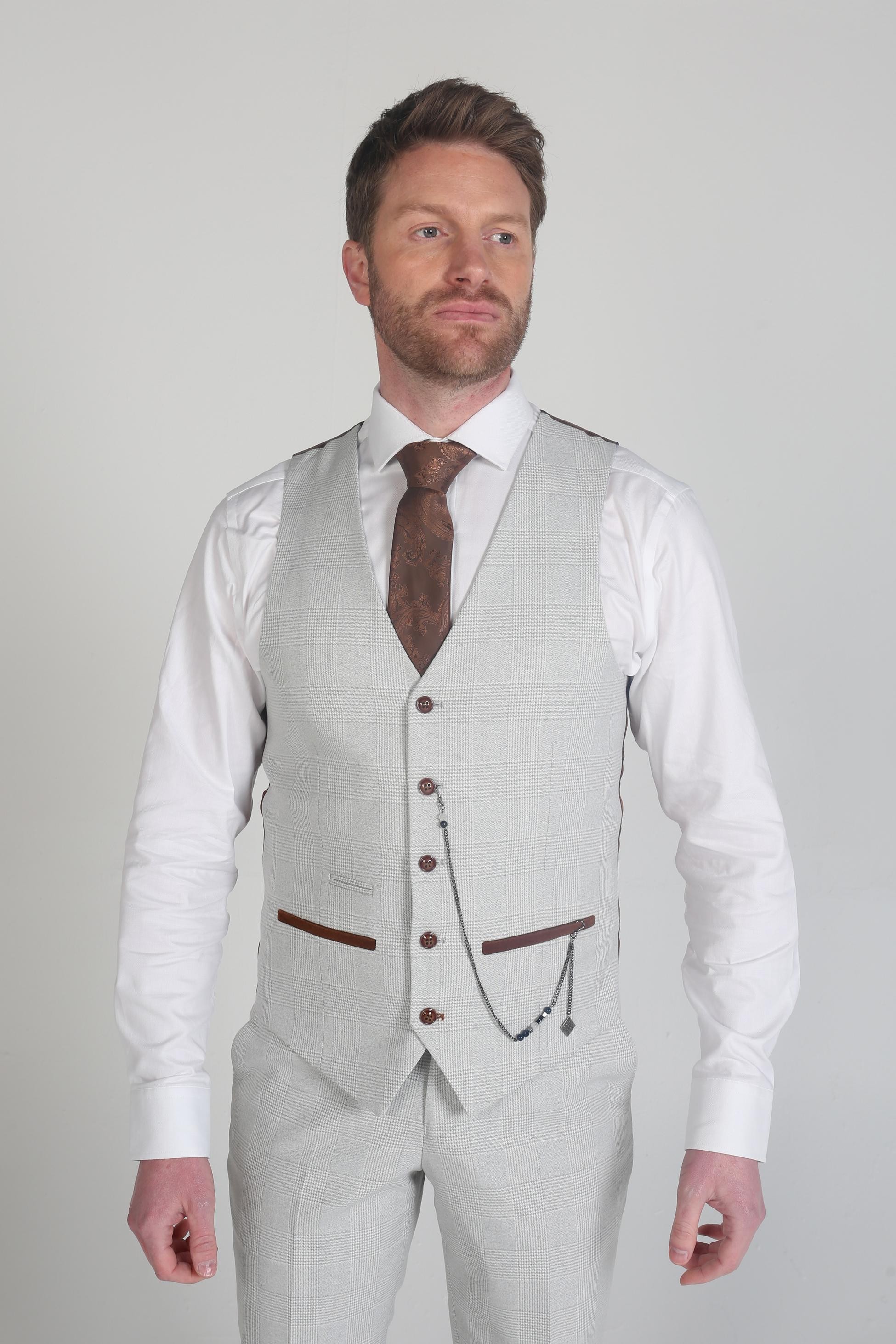 Men's Herringbone Tweed  Vest - Mark Stone