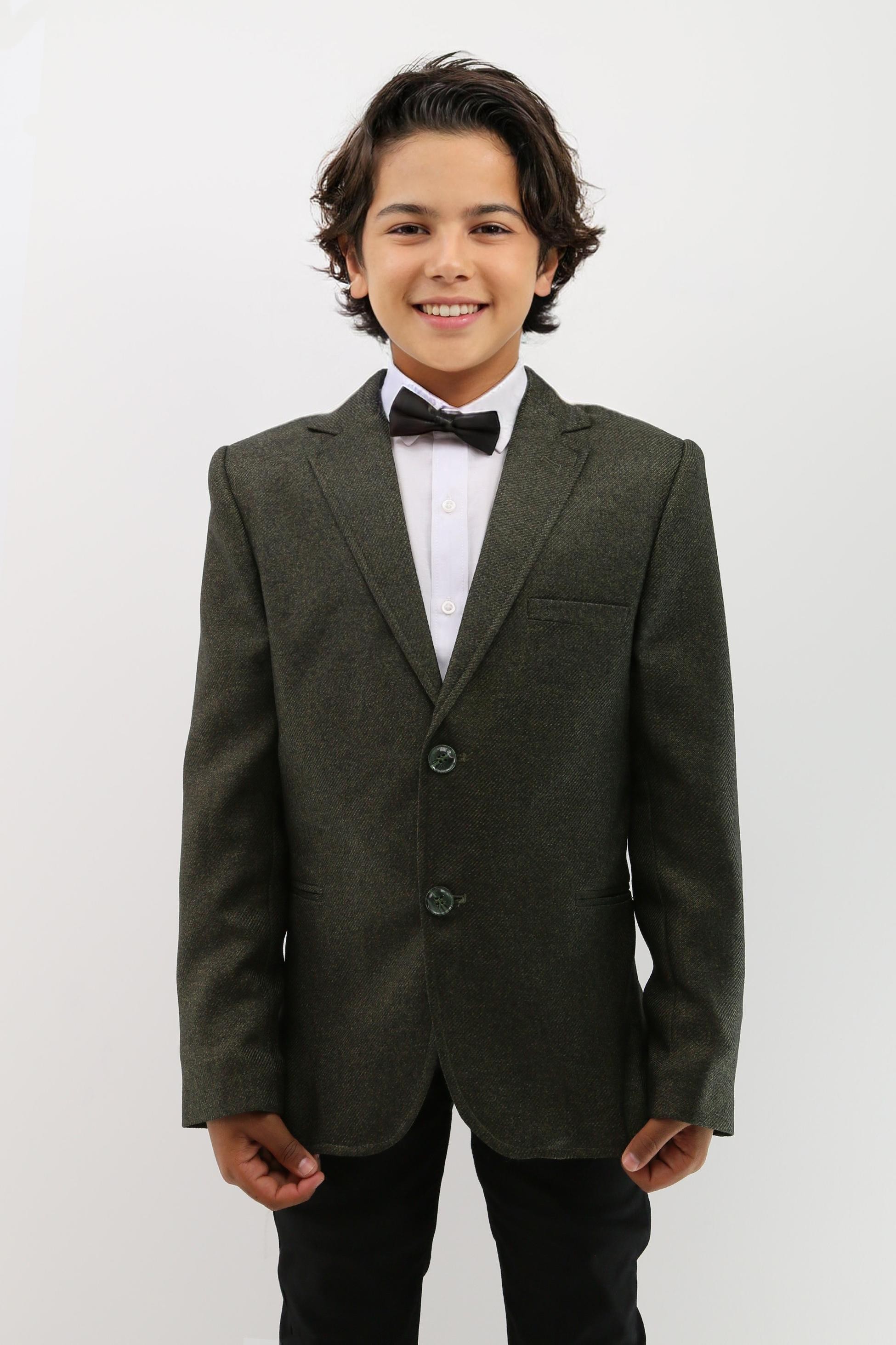 Jungen Formaler Texturierter Blazer - Khaki Green