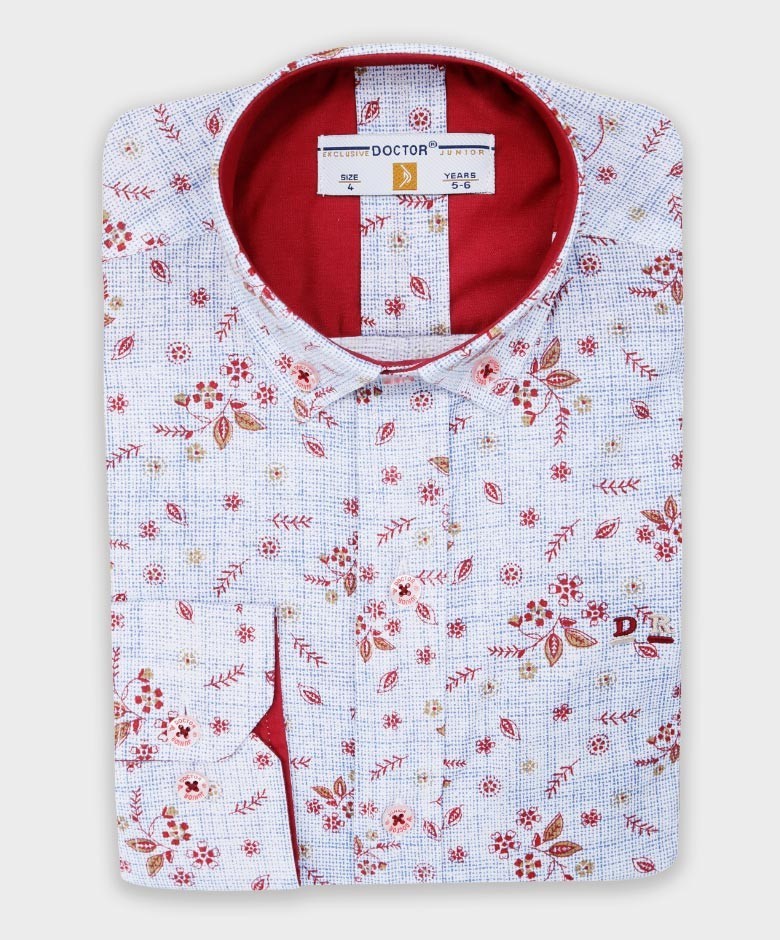 Boys Slim Fit Floral Patterned Fashion Shirt