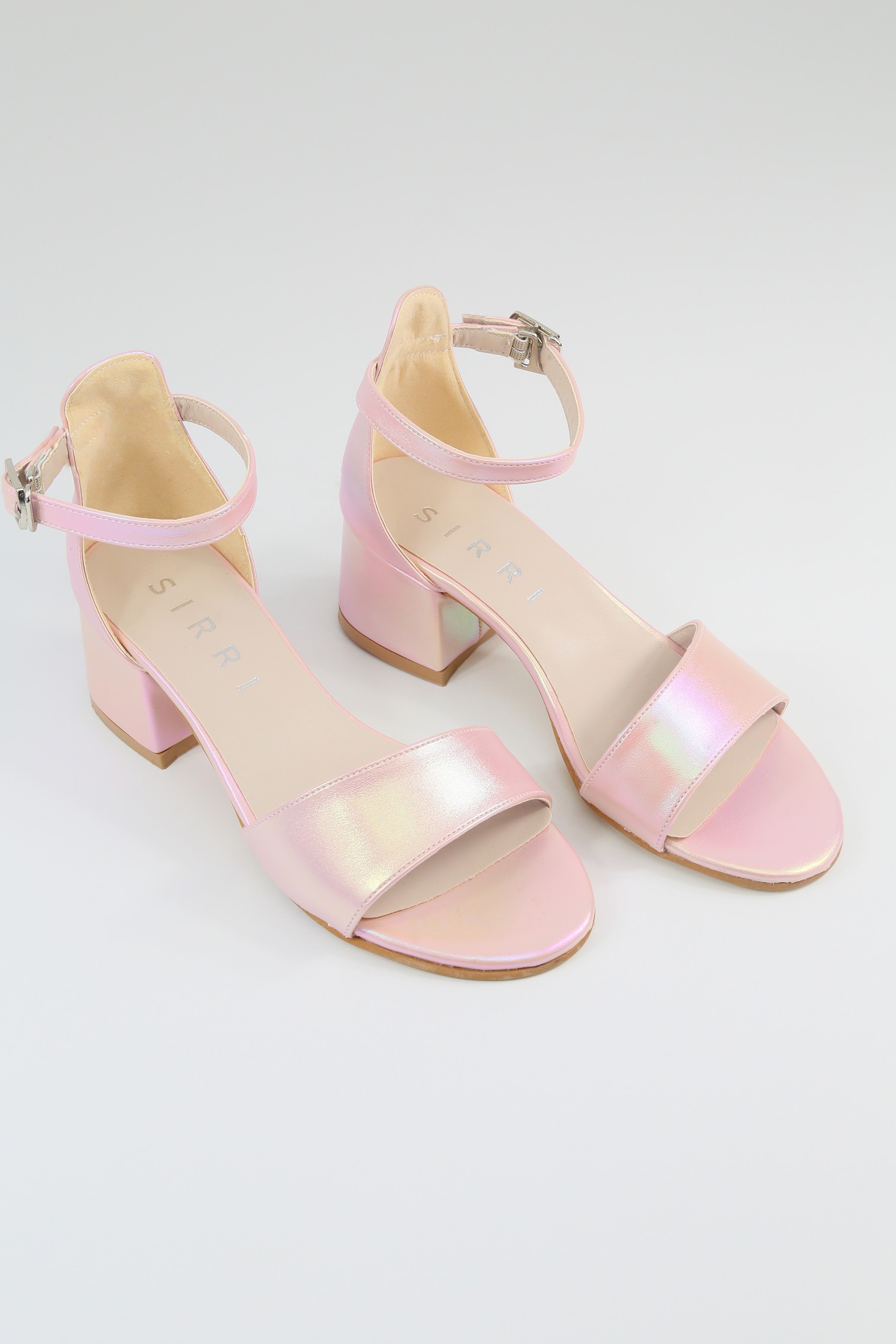 Mädchen Sandalen mit Knöchelriemen und schimmerndem Blockabsatz - GRACE - Rosa