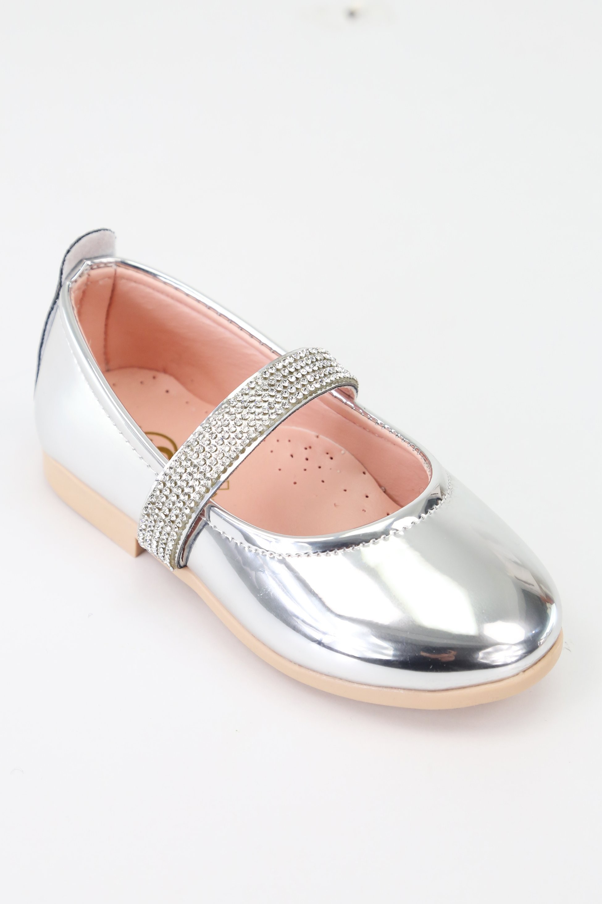 Girls Rhinestone Patent Mary Jane Shoes - ARWEN - Silver