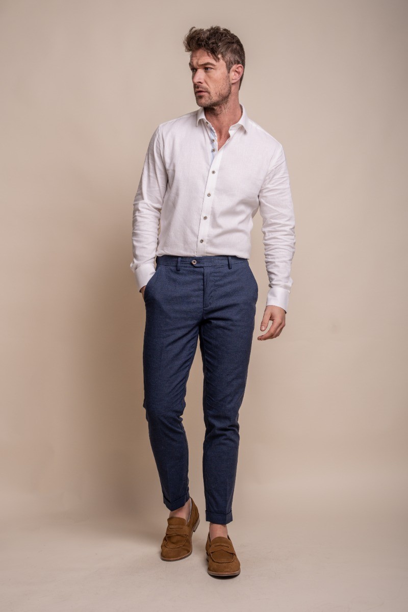 Herren Leinen Slim-Fit Anzug - ALVARI Marine