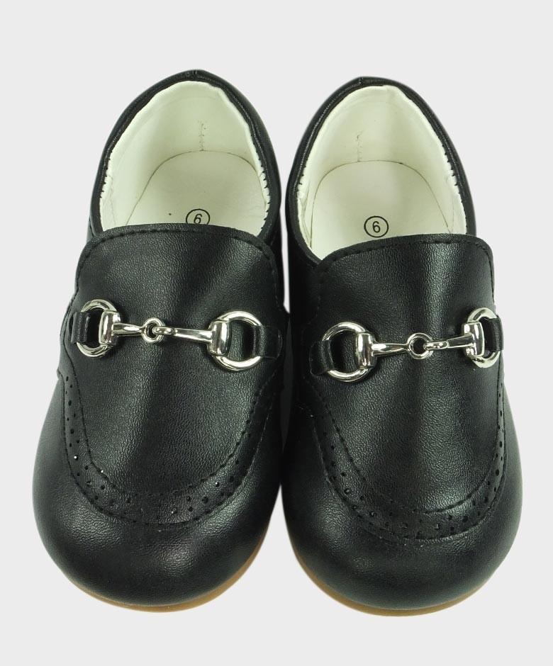 Boys Leather Moccasin Loafers with Silver Horsebit