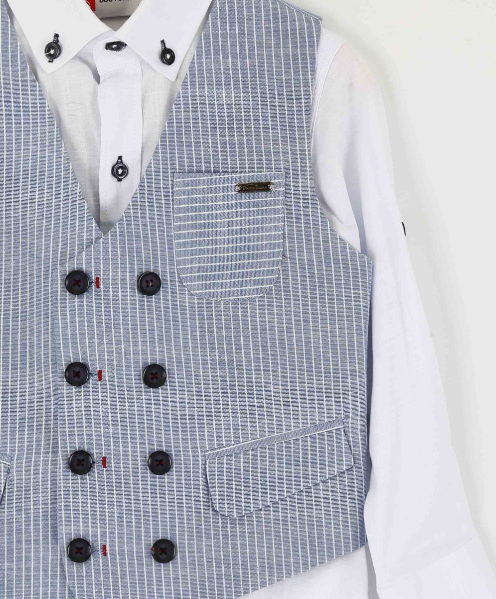 Leinen Baumwoll Weste Anzug im Retro Stil für Jungen