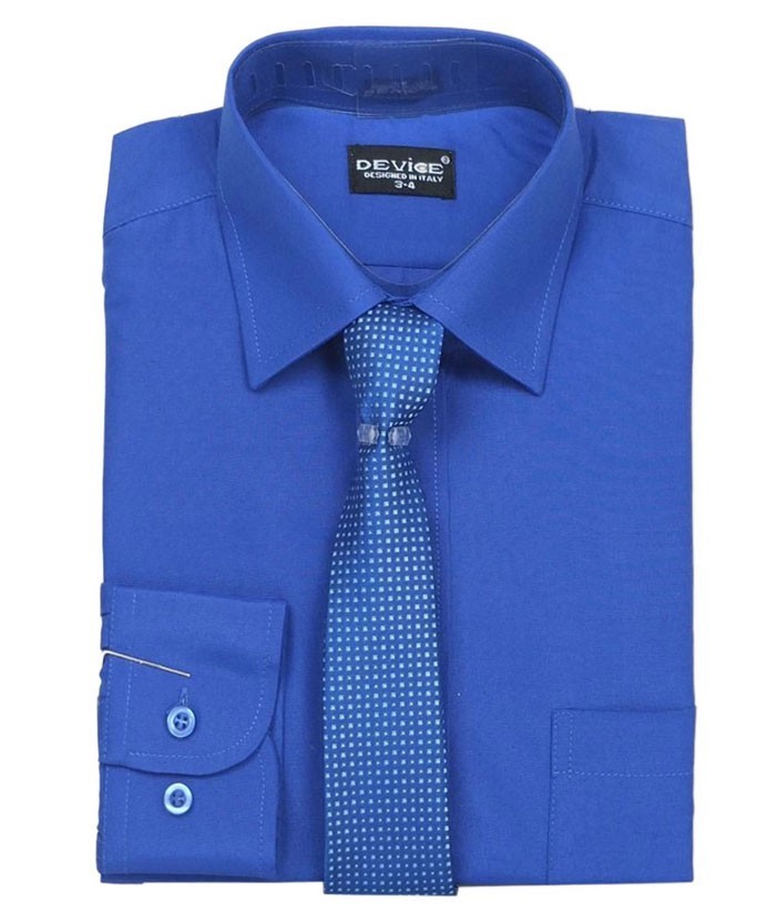 Boys Dress Shirt and Tie Set - Royal Blue
