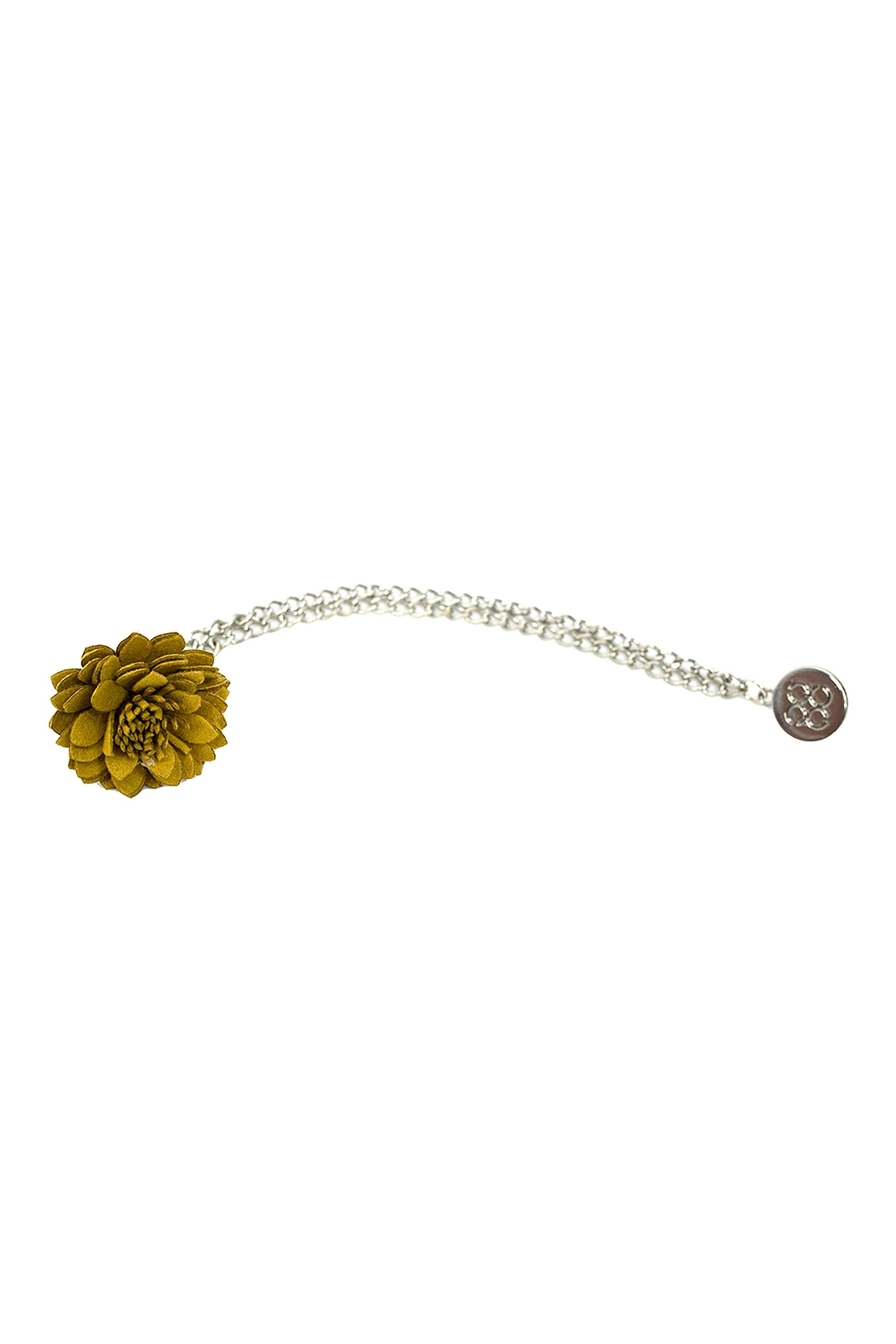 Unisex Flower Chain Brooch Suit Accessory - Yellow
